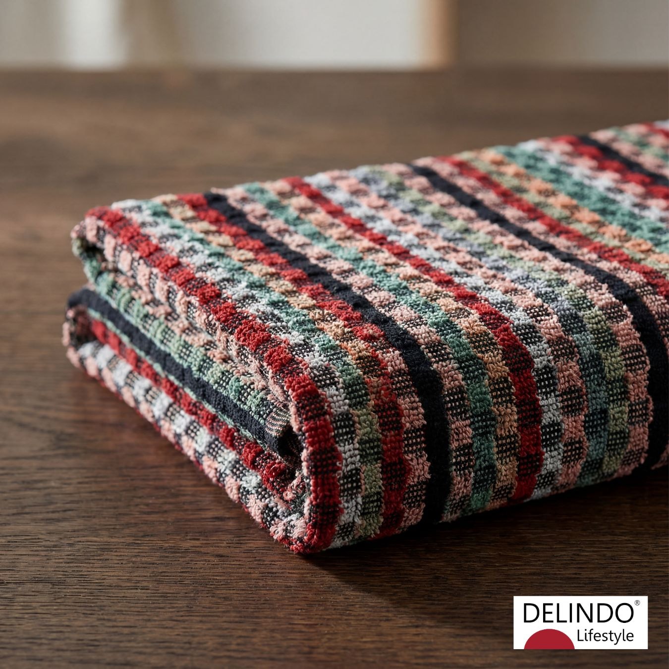 Delindo Lifestyle Handtuch »Frottier Grubentuch, 50x90 cm« Multicolor kariert aus Baumwolle