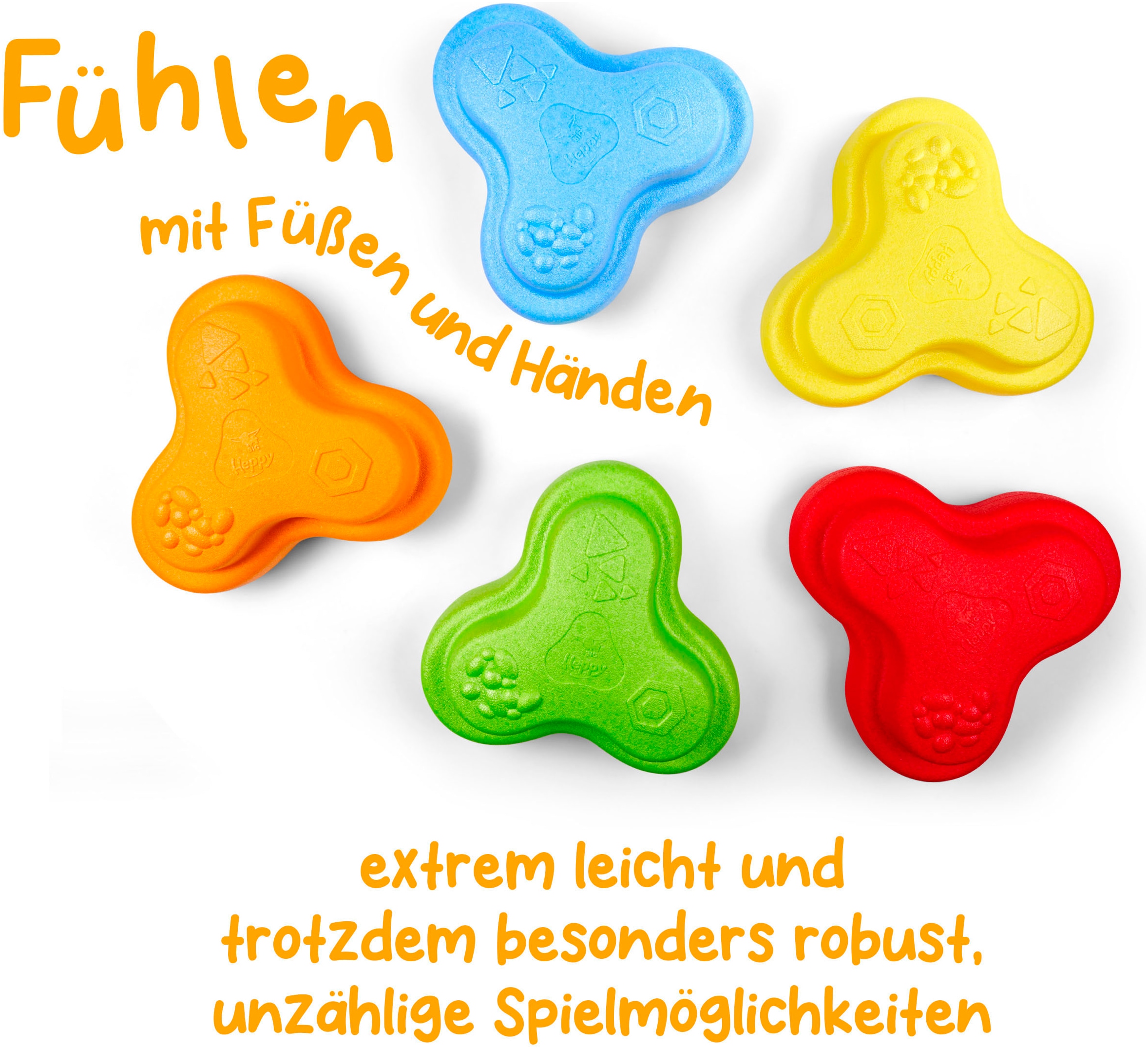BIG Balancetrainer »BIG Heppy Rocks, Spielsteine«, (Set, 5 tlg.), mit drei verschiedenen Oberflächenstrukturen