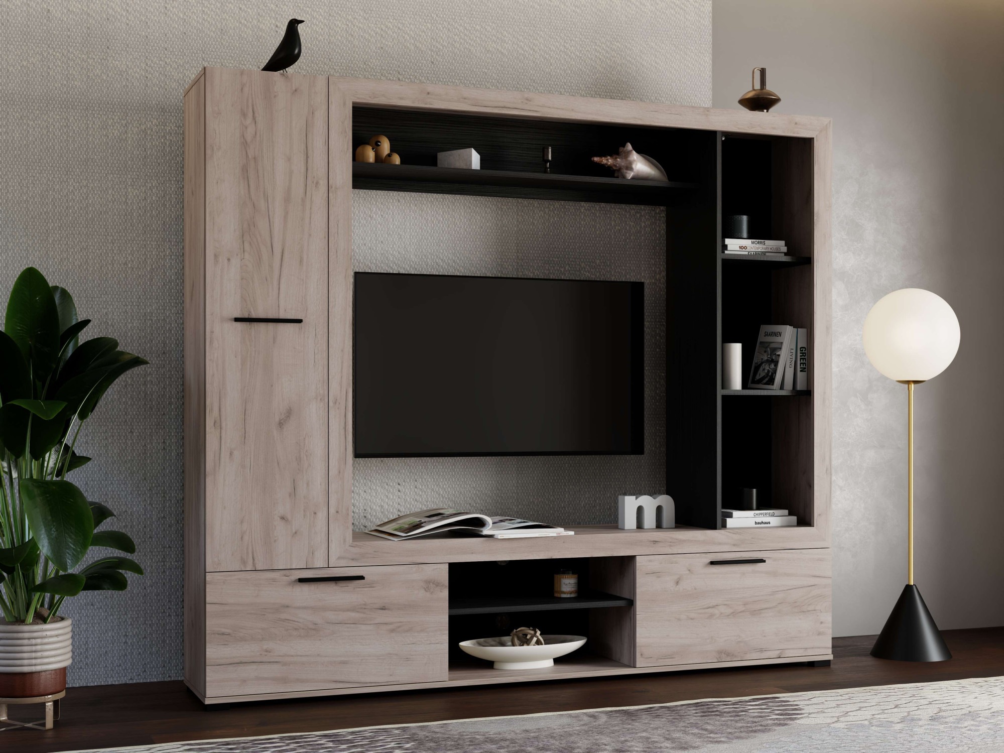 Home affaire Wohnwand »Lorca Medienwand, Wohnzimmerwand, TV-Wand« 4 Stk. tlg.