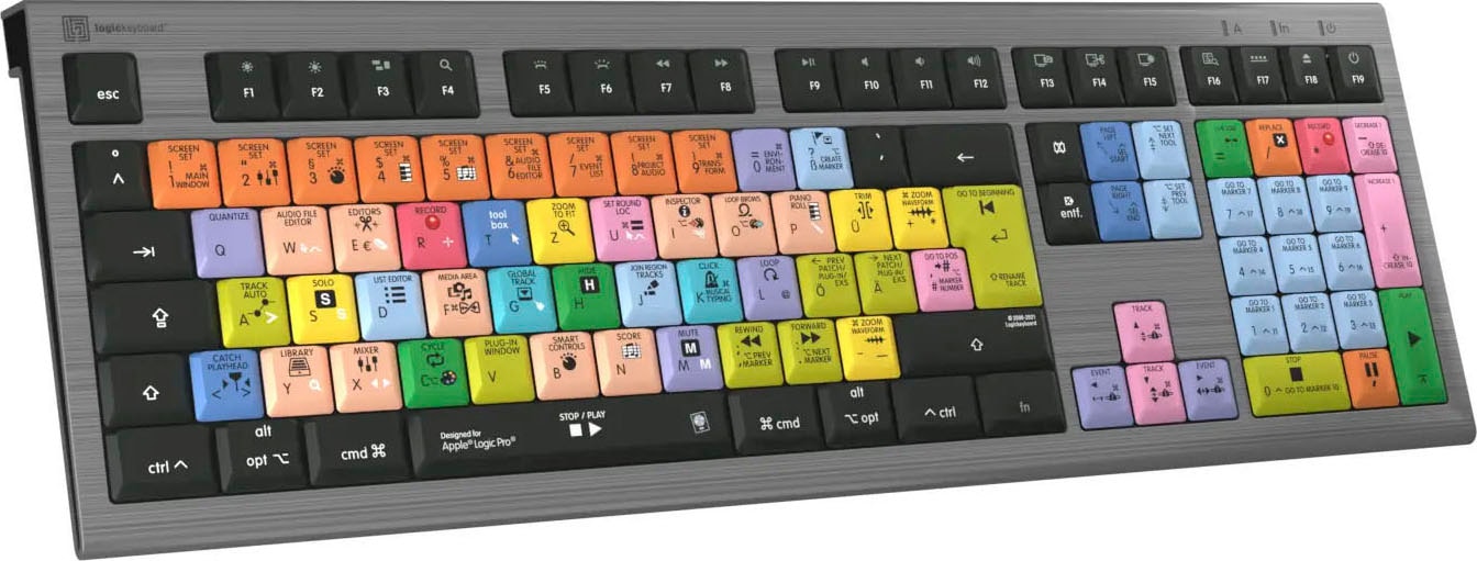 Logickeyboard Tastatur »Apple Logic Pro X2 Astra 2 DE (Mac)«, (Multimedia-Tasten-USB-Anschluss-USB-Hub-Ziffernblock)