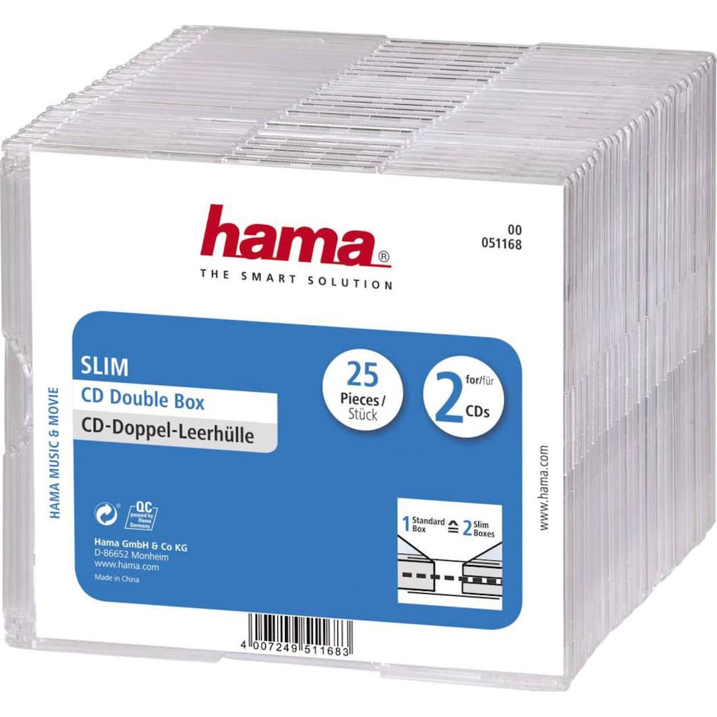 Hama CD-Hülle »CD-Leerhülle Slim Double 25er-Pack Transparent Schutzcase Schutzhülle«