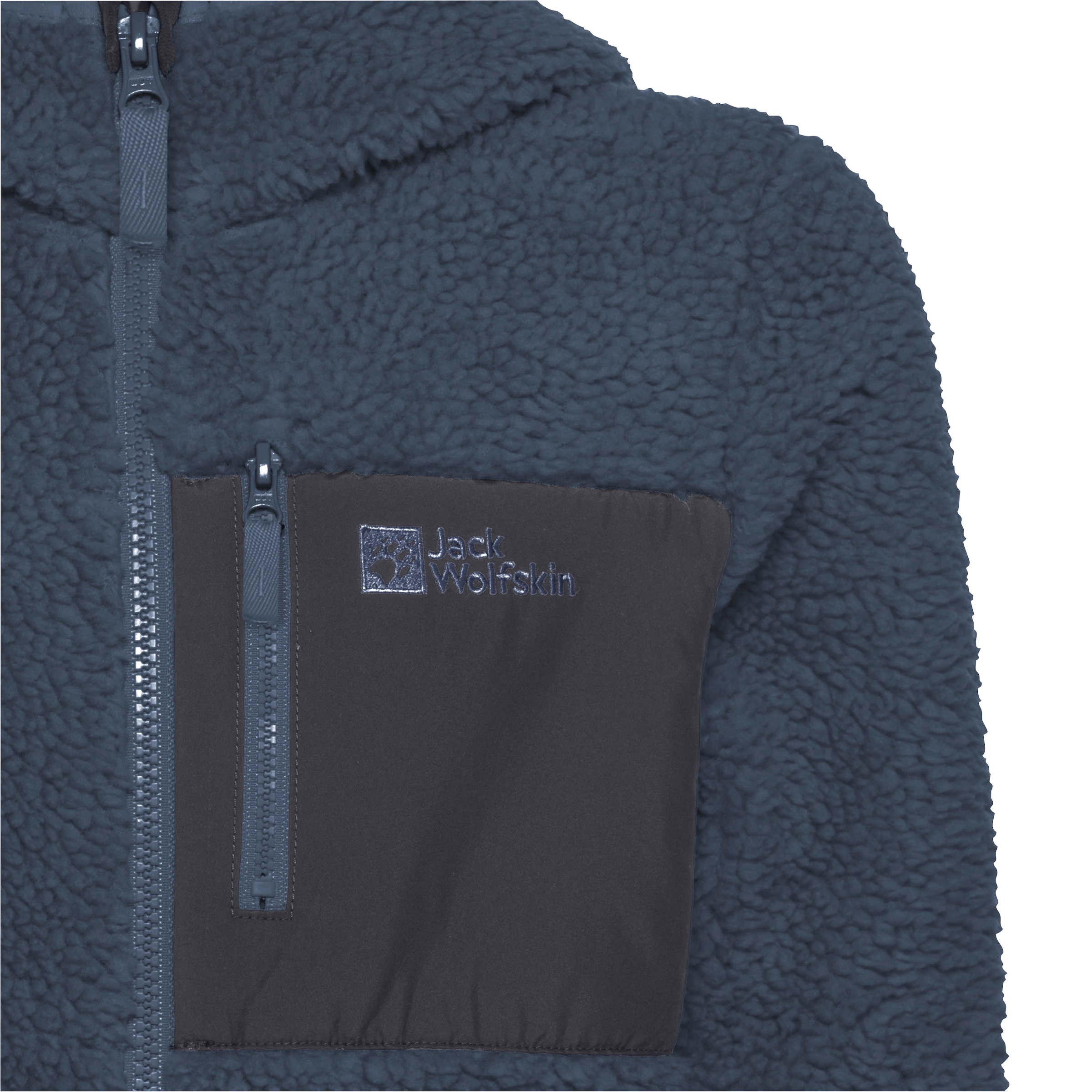 Jack Wolfskin Fleecejacke »ICE CURL HOOD JACKET K« mit Kapuze Übergangsjacke mit Kapuze, mit Brusttasche mit Reißverschluss