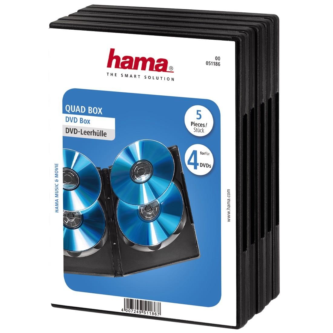 Hama DVD-Hülle »DVD-Leerhülle Quad Box, 5er-Pack, Schwarz«