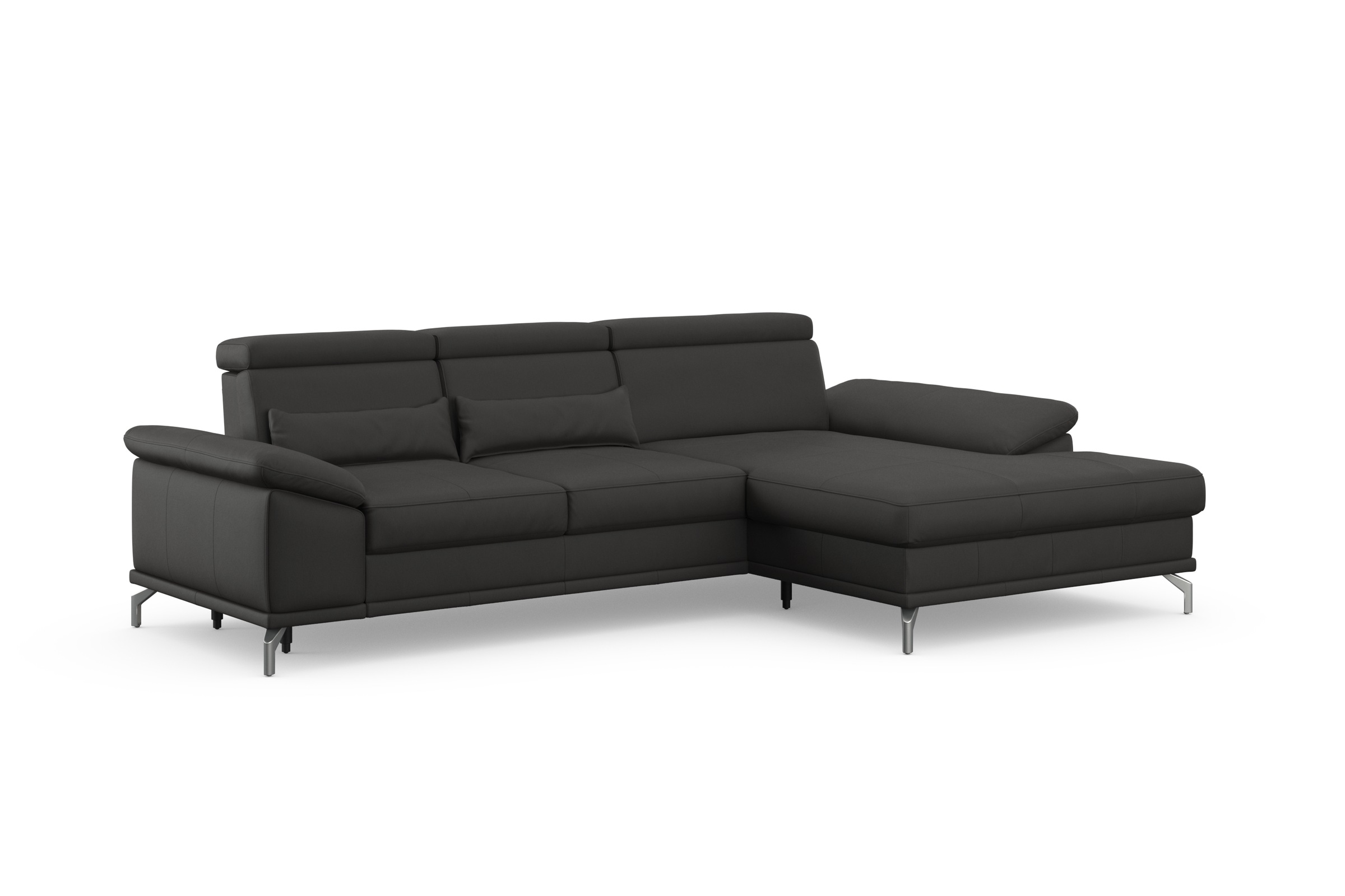 sit&more Ecksofa »Cabrio L-Form, B: 295 cm, mit Sitztiefen-, Arm- & Kopfteilverstellung«, 2 Nierenkissen, Federkern, optional Bettfunktion und Stauraum