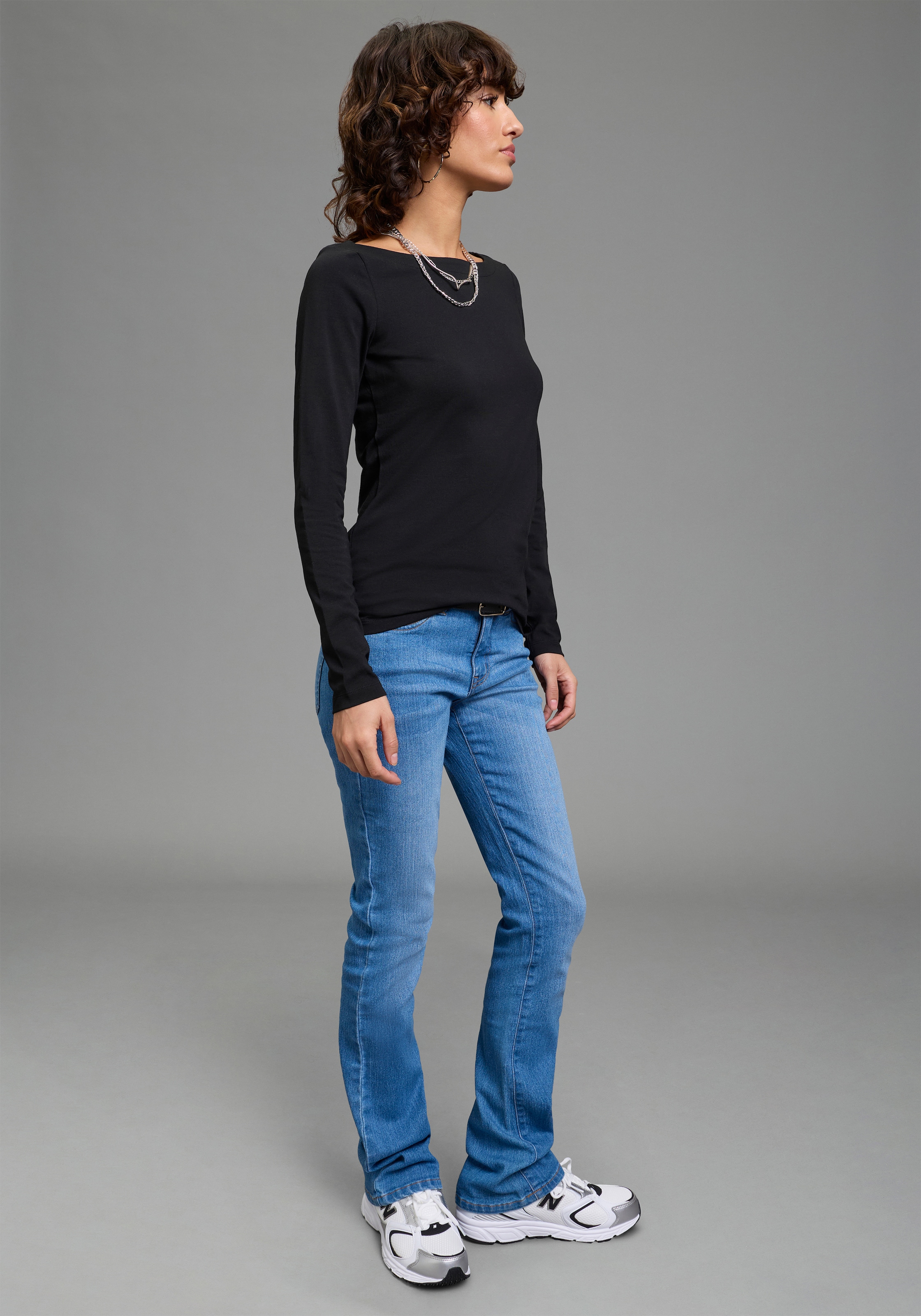 Laura Scott Longsleeve 2er-Pack,  Basic-Stil und Passform, mit U-Boot-Ausschnitt