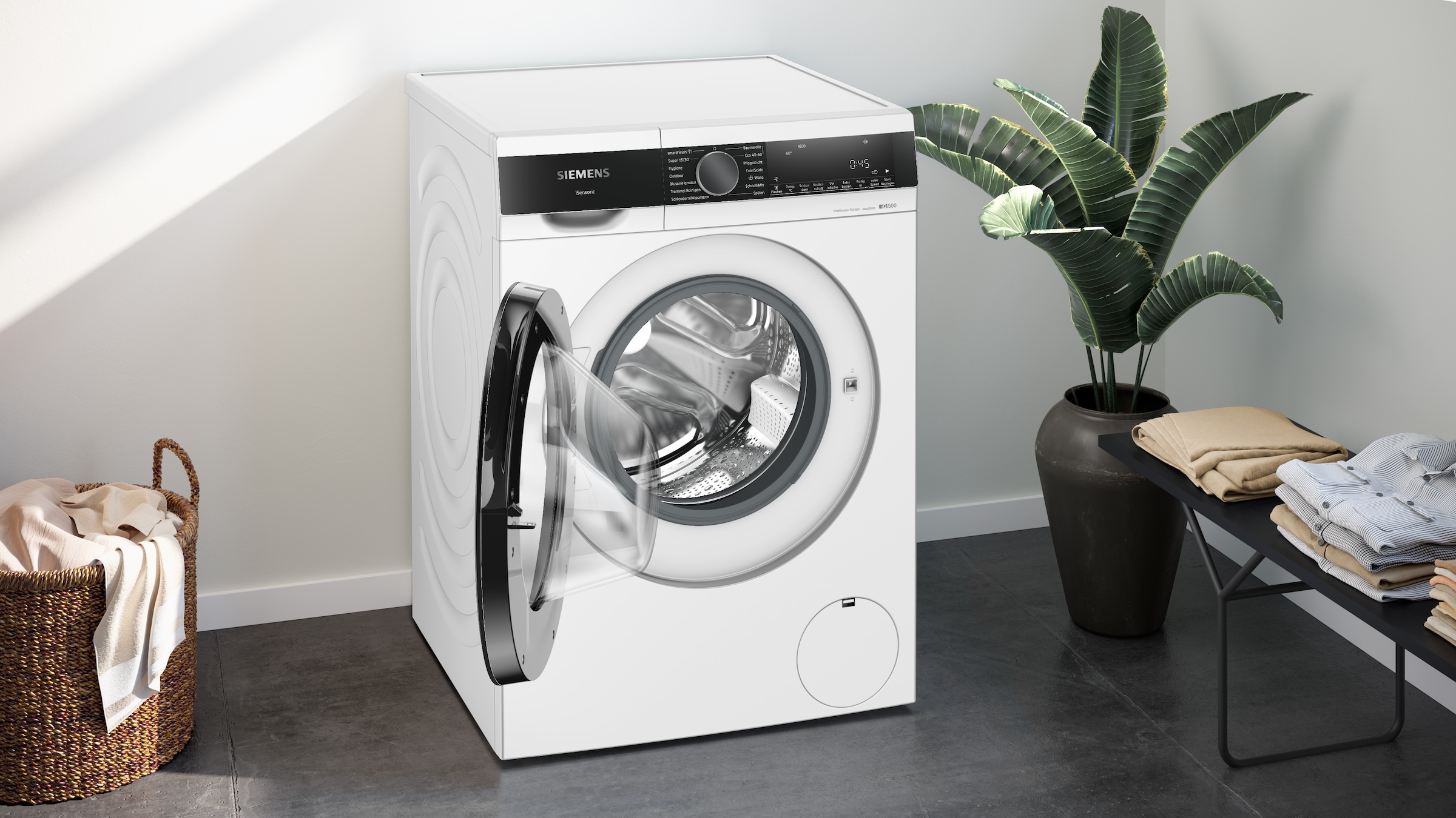 SIEMENS Waschmaschine iQ500 »WG56G2Z41« 10 kg 1600 U/min Knitter-Programm smartFinish, Antiflecken-System, Outdoor-Programm