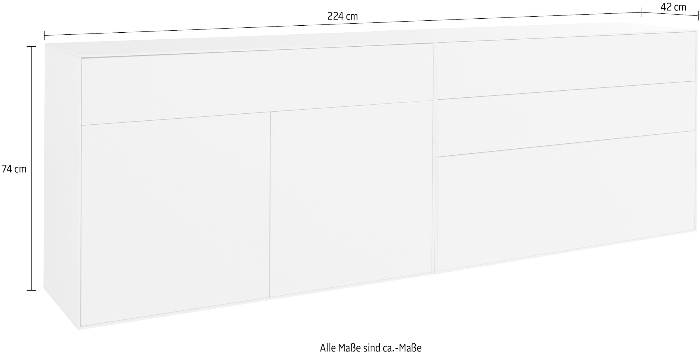 LeGer Home by Lena Gercke Sideboard »Essentials«, (2 St.), Breite: 224cm, MDF lackiert, Push-to-open-Funktion