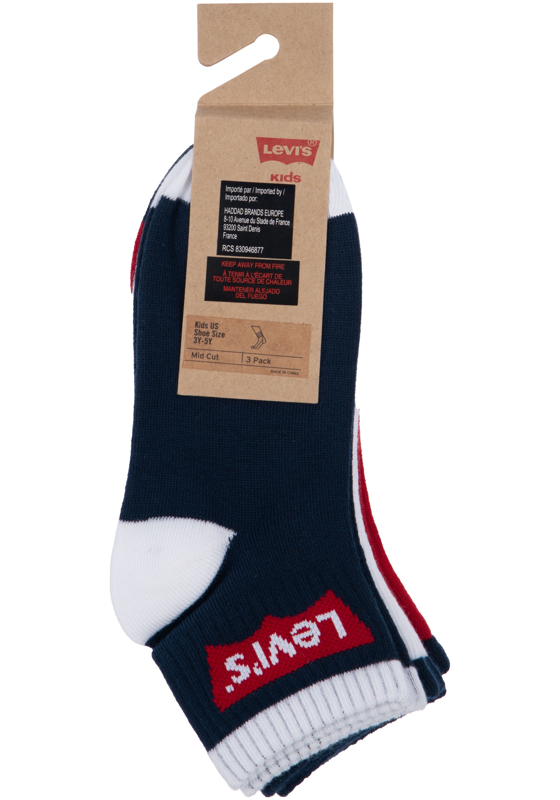 Levi's® Kids Socken »BATWING MID CUT3PK«, (Packung, 3 Paar), im 3er-Pack