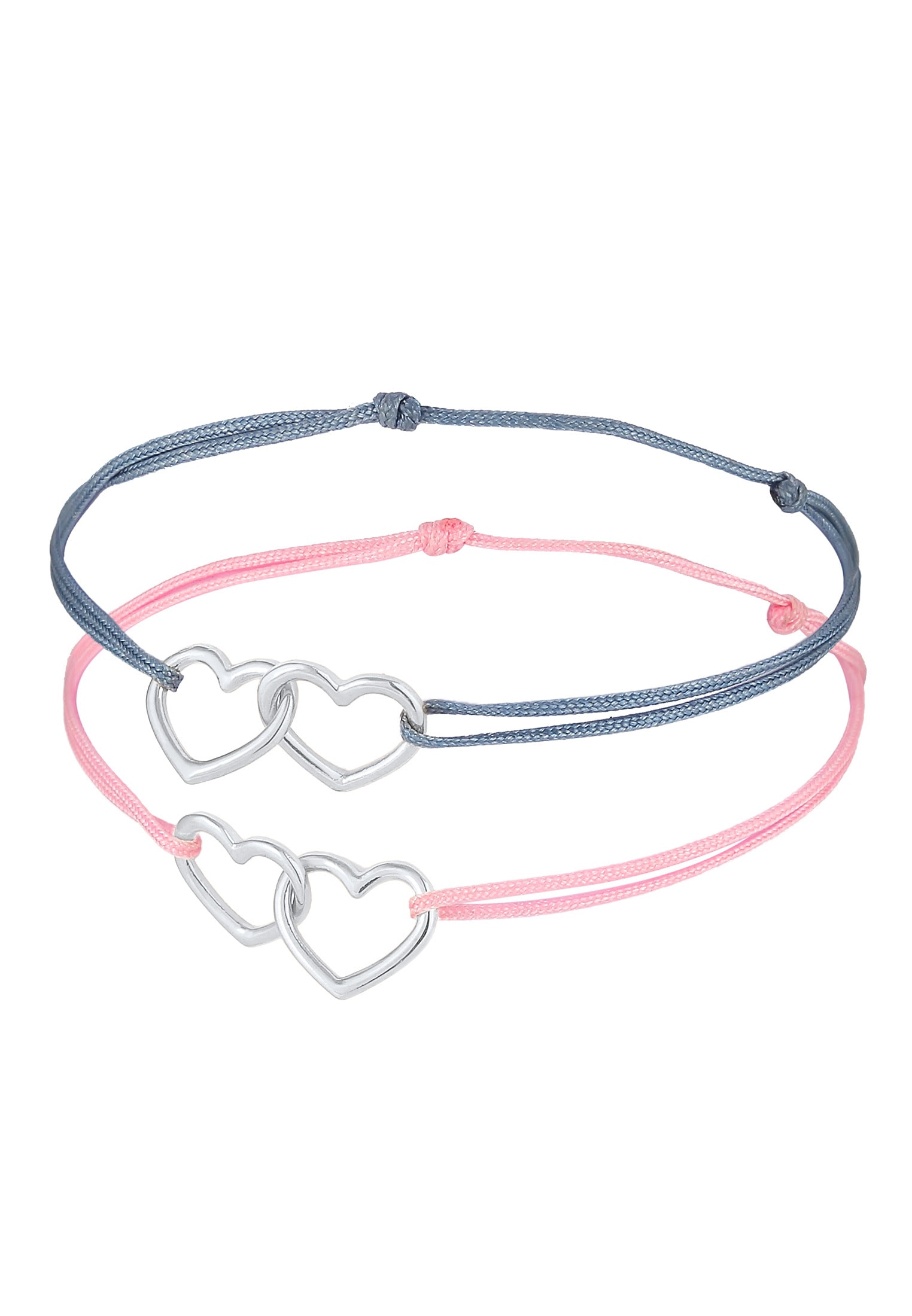 Elli Armketten Set »Armband Kinder Herzen Nylon Bändchen 2er Set 925 Silber«
