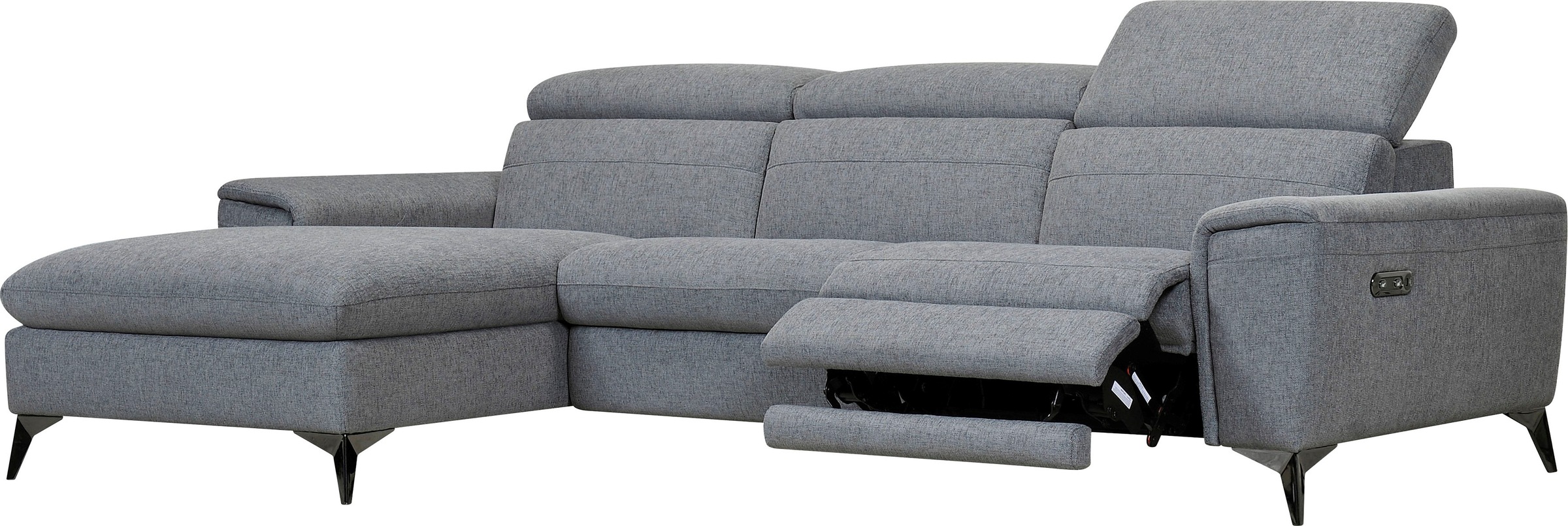 Places of Style Ecksofa »Theron, L-Form, 263 cm,«, elektrische Relaxfunktion, USB-Anschluss, manuelle Kopfteilverstellung