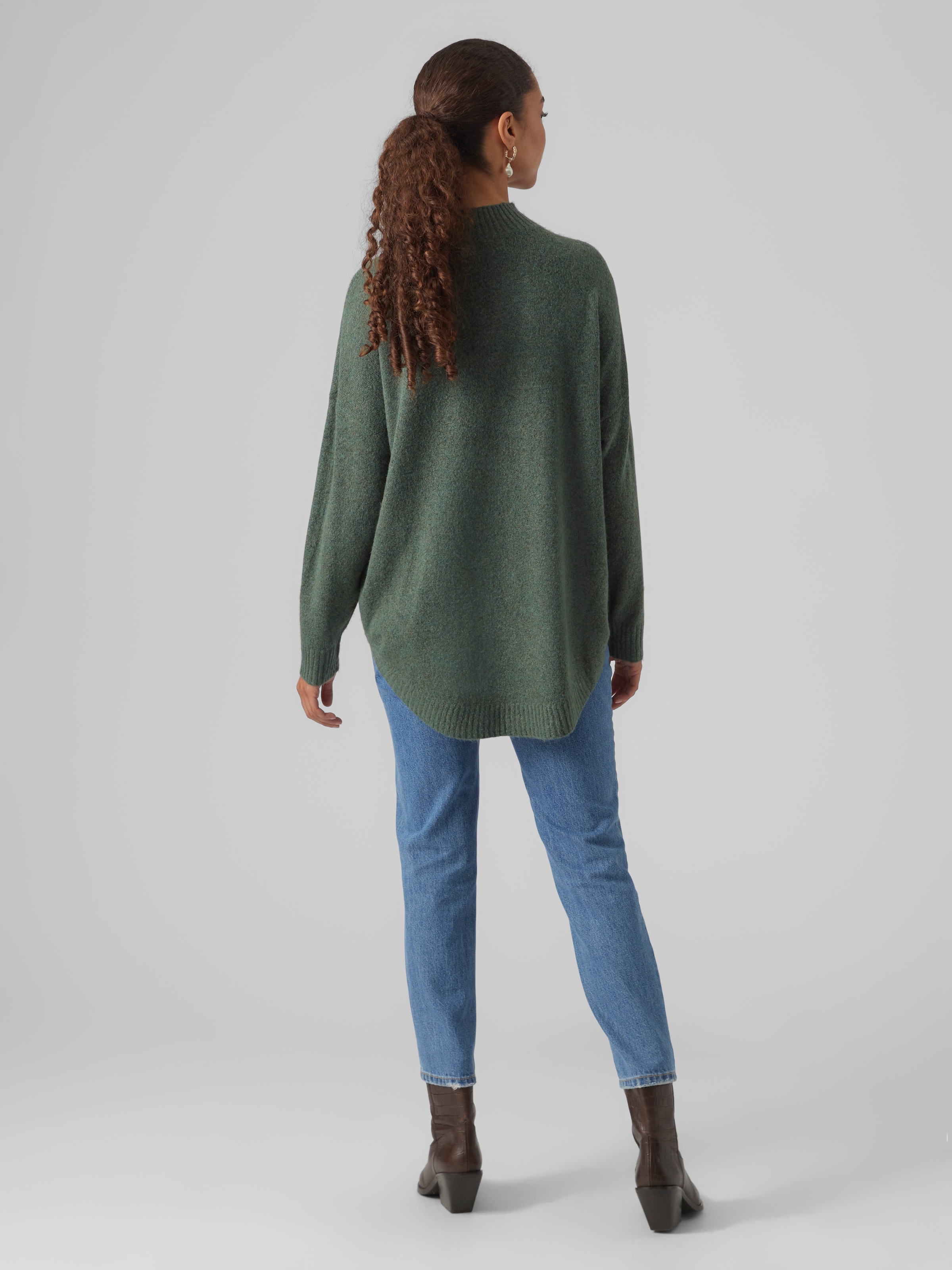 Vero Moda Strickpullover »VMPLAZA LS HIGHNECK LONG PULLOVER GA BOO« Materialmix, loose fit