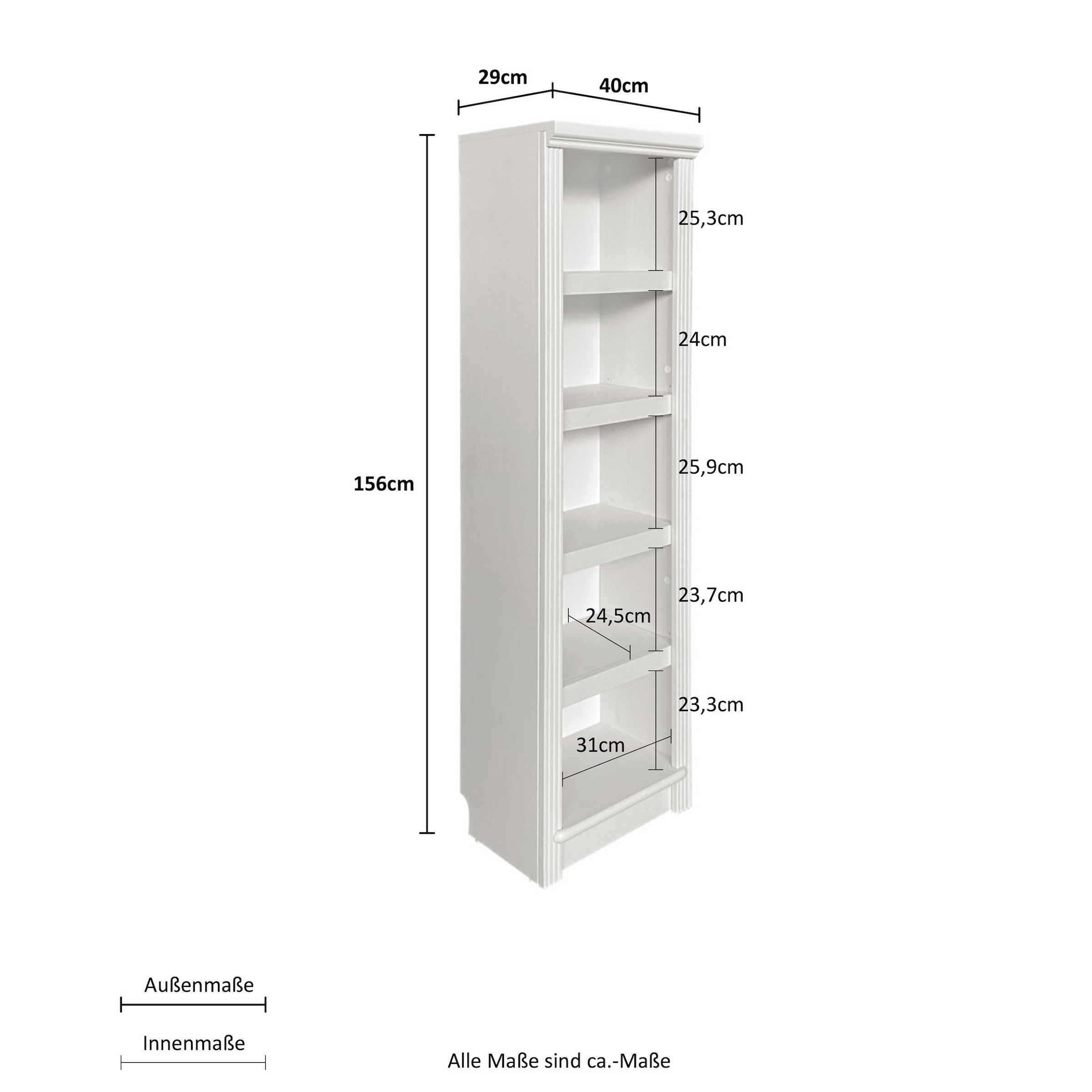 Home affaire Standregal »Soeren Stege«, aus massiver Kiefer, Maße (B/T/H): 40/29/156 cm, mit viel Stauraum