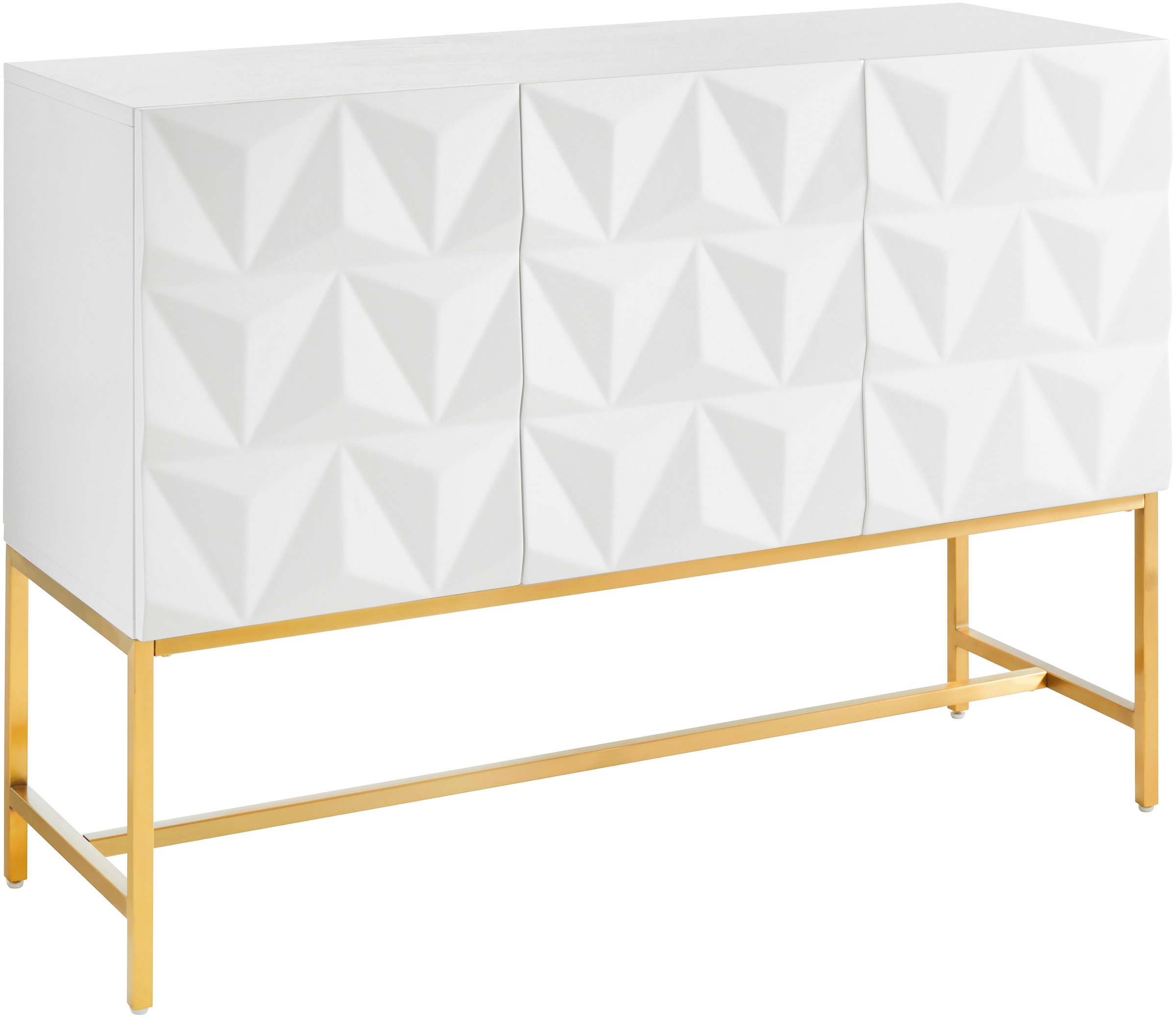 Leonique Sideboard »Rovuma«, in 3D-Optik und goldfarbenem Metallgestell