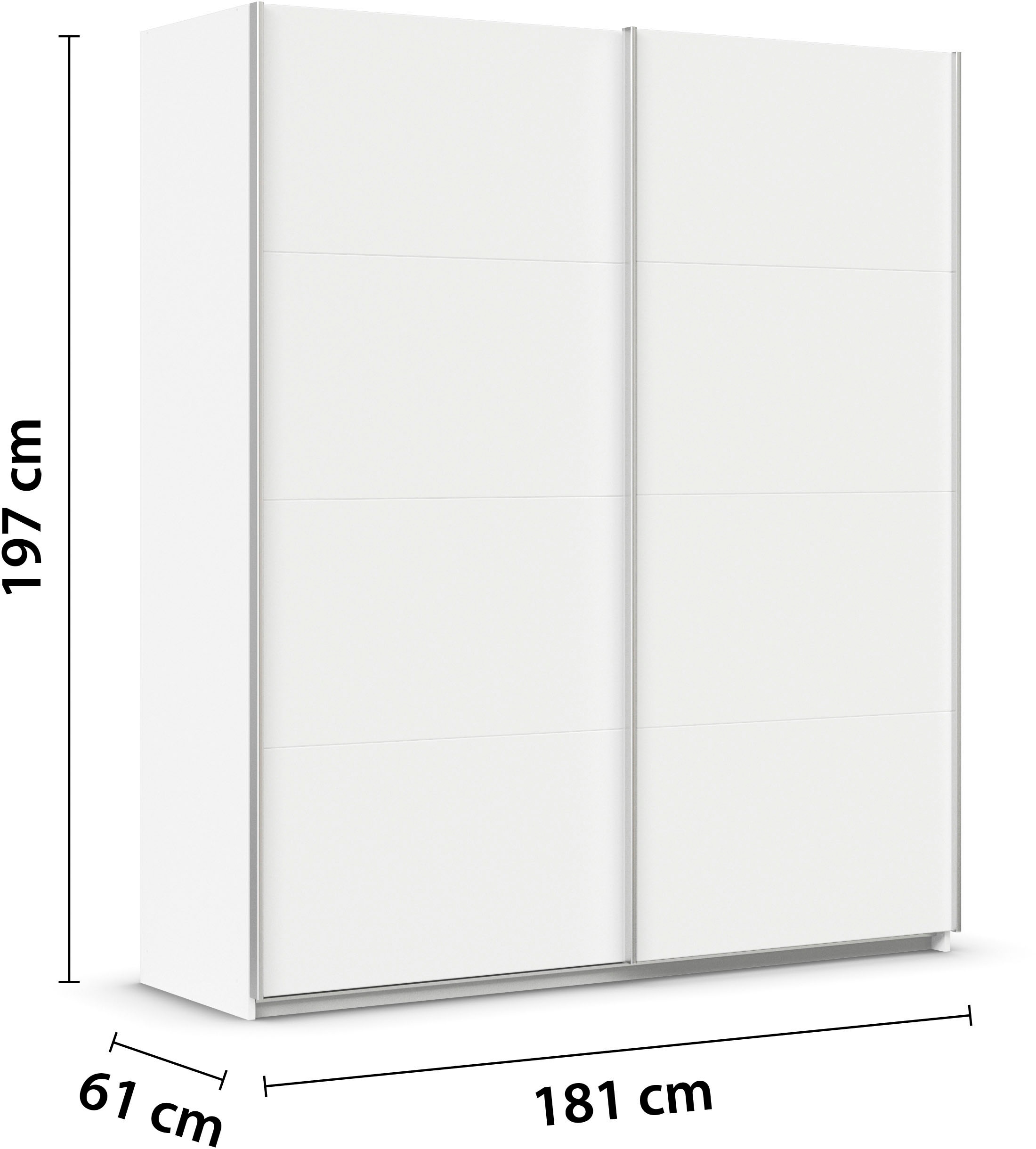 INOSIGN BY RAUCH Schwebetürenschrank »Kleiderschrank Schrank Garderobe Schlafzimmerschrank THANOS«, (in 3 verschiedenen Ausstattungen BASIC/CLASSIC/PREMIUM), Optional mit Spiegel, Metall-Griffleisten alufarben MADE IN GERMANY