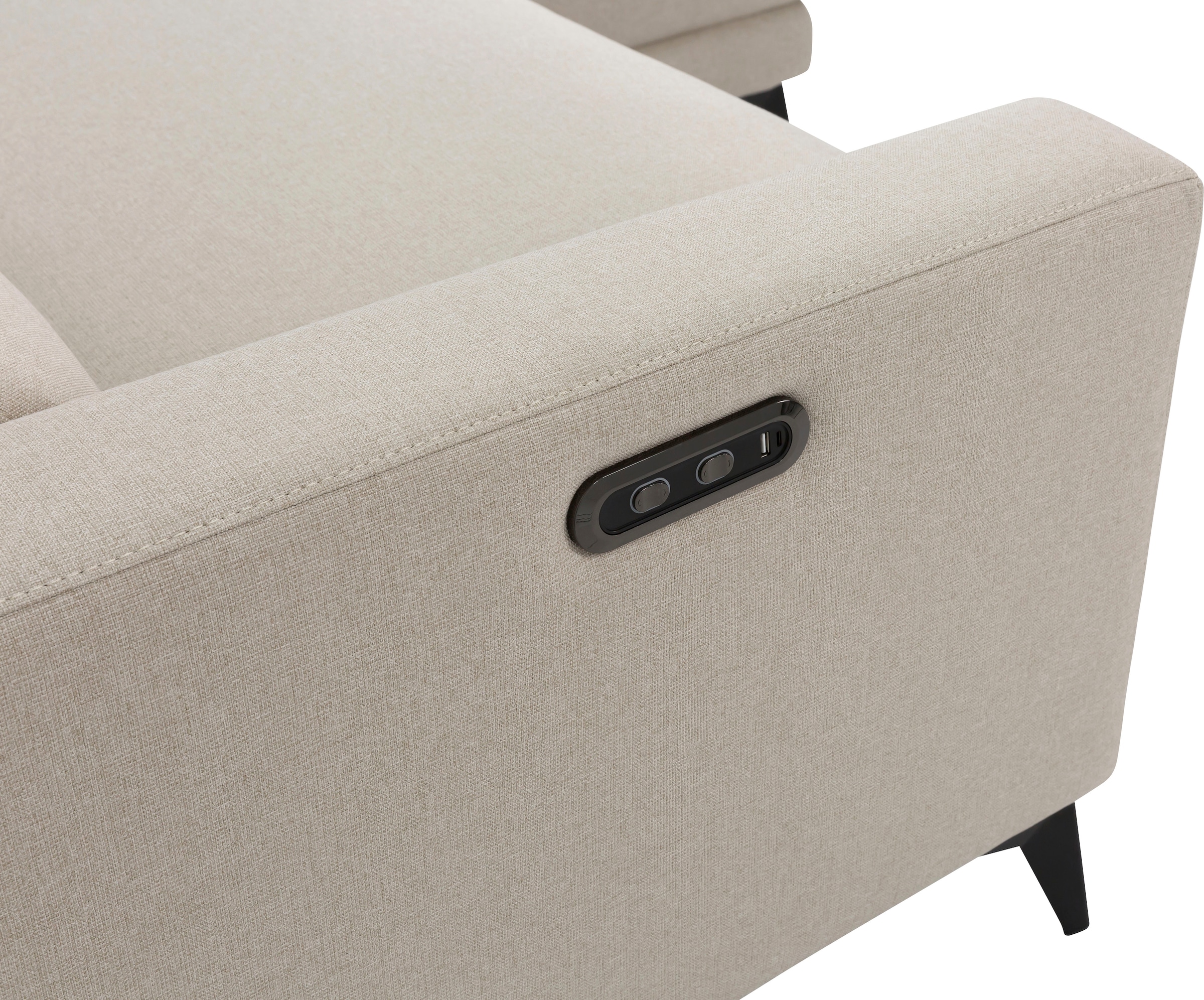 OTTO home Ecksofa »LEWII, L-Form, 213 cm - elektr. Relaxfunktion« mit USB A/C-Anschluss. Federkern, verstellbaren Kopfstützen, Webstoff