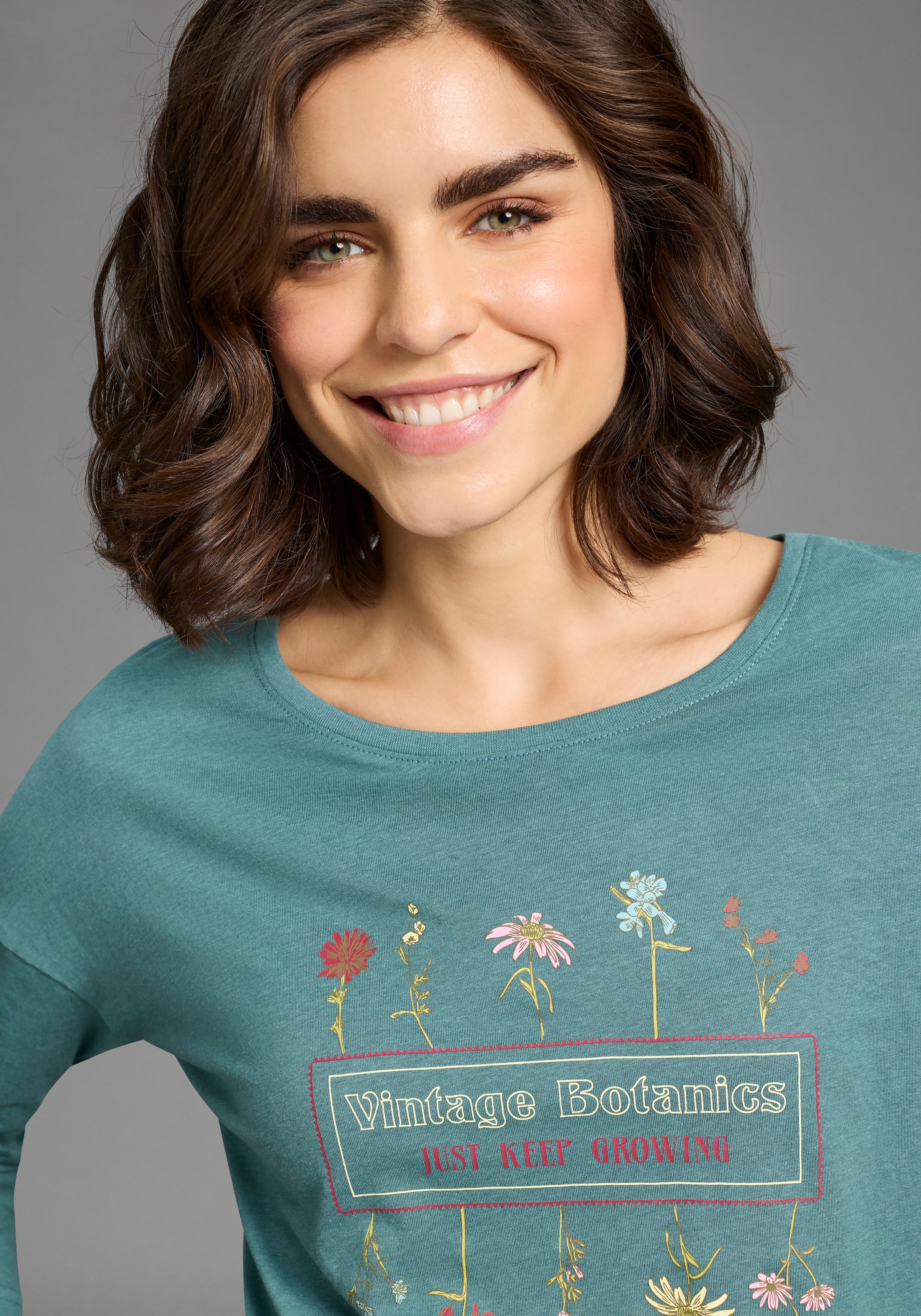 KangaROOS 3/4-Arm-Shirt Loose Fit Passform, 3/4-Ärmel, Rundhalsausschnitt