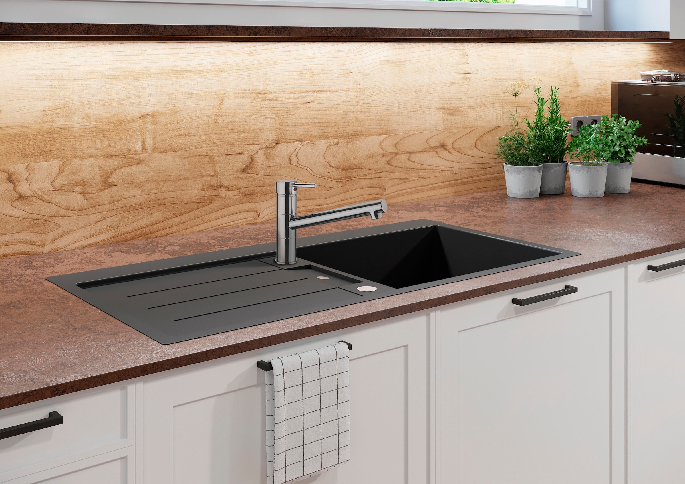 CORNAT Spültischarmatur »Einhebelarmatur "Zelina", HD, Messing, verchromt« , verchromt, 360° schwenkbarer Auslauf