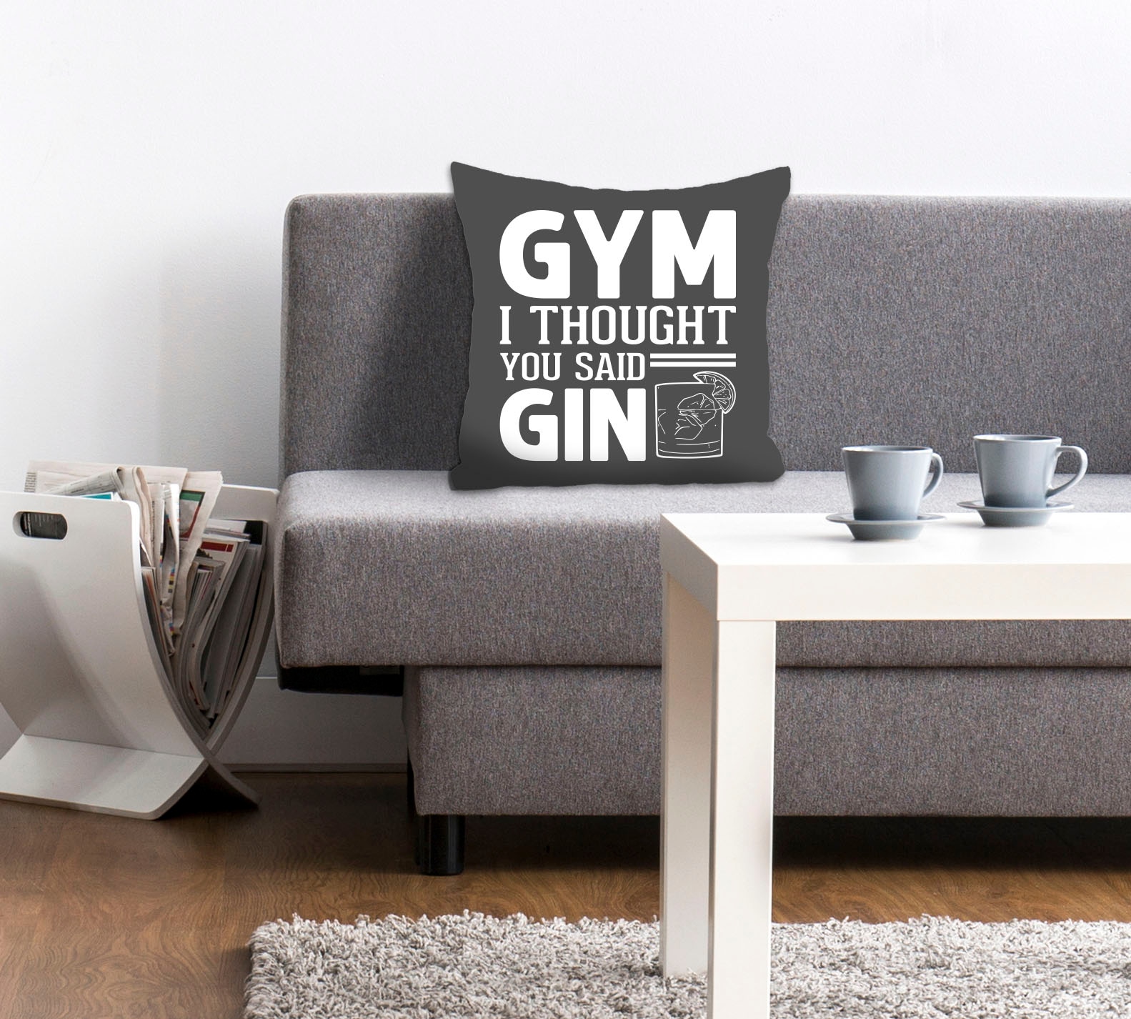 queence Dekokissen »GYM or GIN«, mit einem Schriftzug