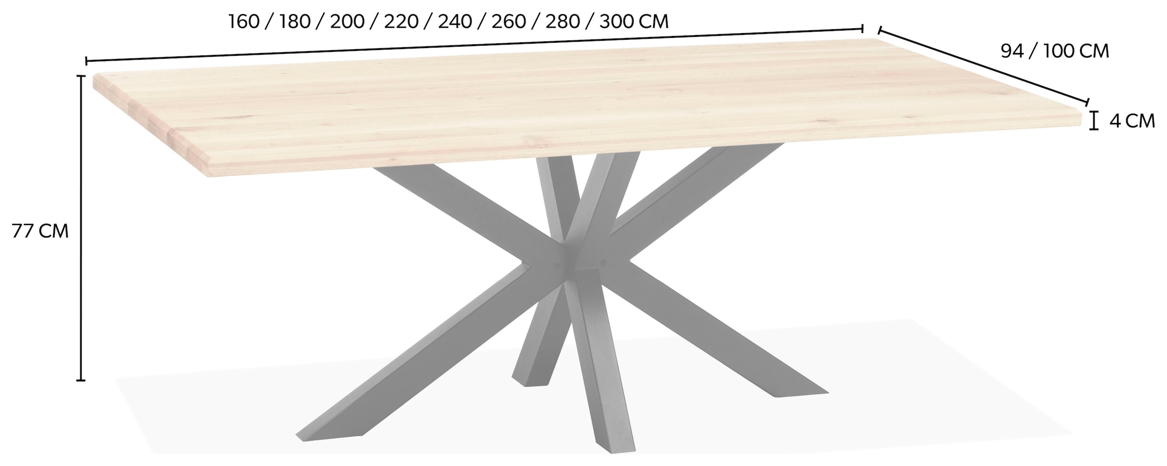 OMG Design Esstisch »Glasgow« 1 Stk. tlg. Eiche Massivholz geölt, mit Metall-Gestell