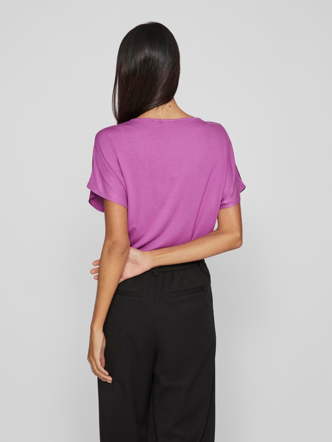 Vila V-Shirt »VIELLETTE V-NECK S/S SATIN TOP - NOOS«