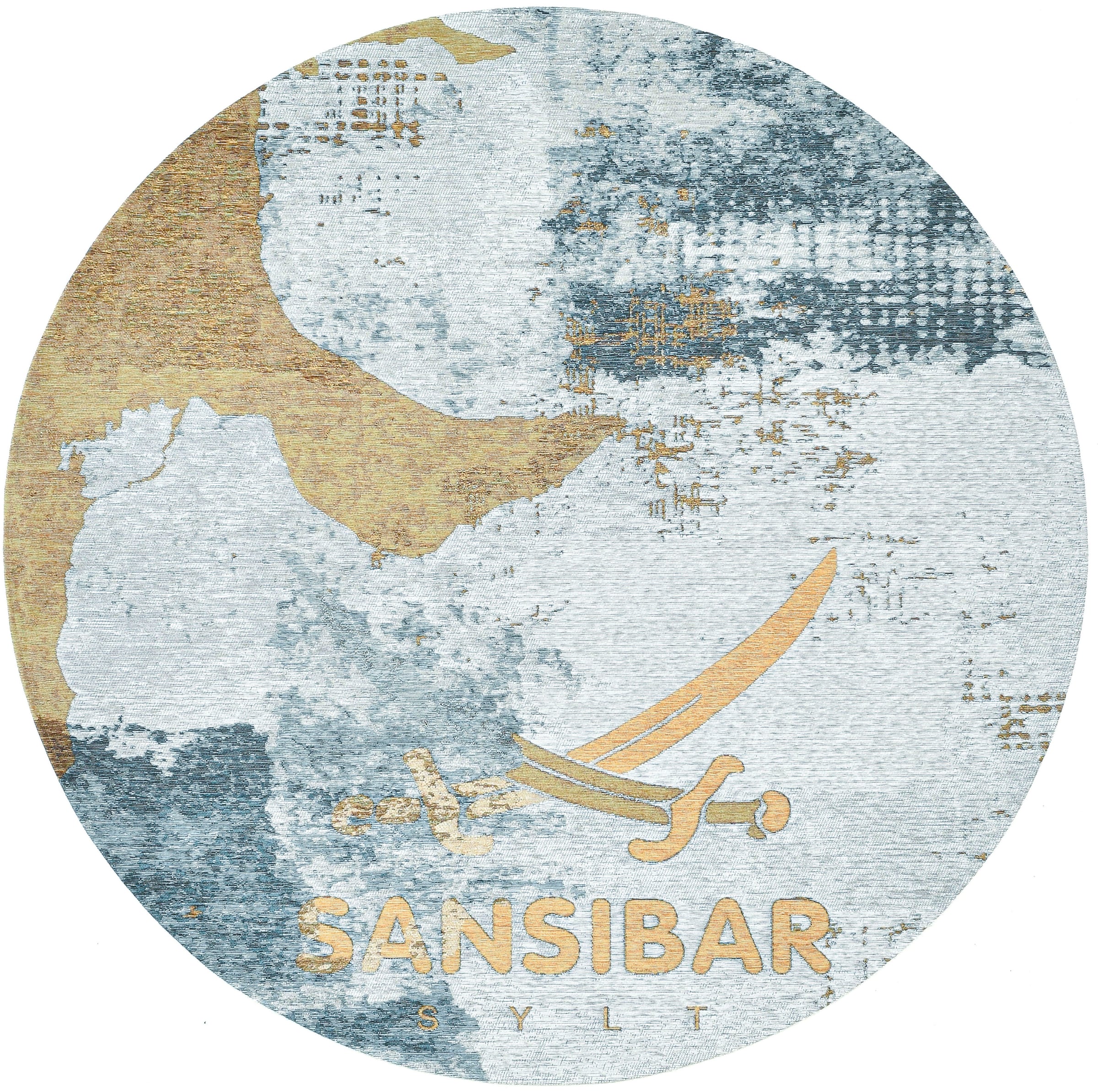 Sansibar Teppich »Keitum 012«, rund, Flachgewebe, modernes Design, Motiv Sylt & gekreuzte Säbel