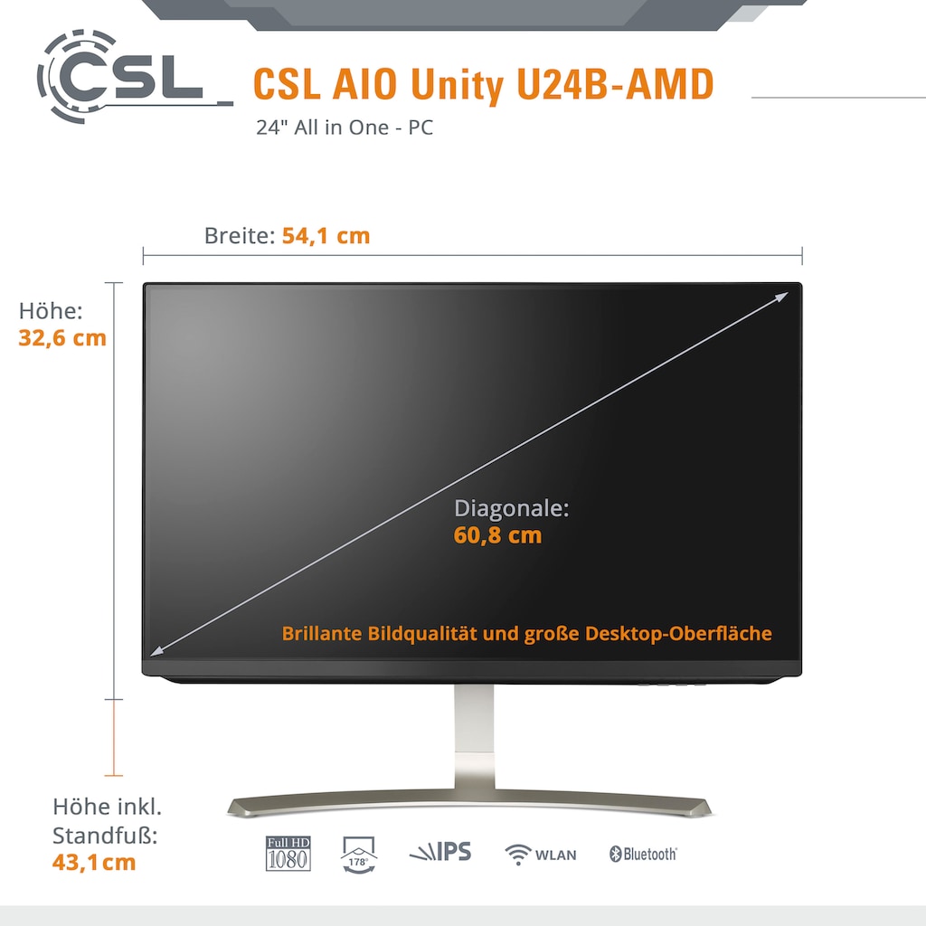 CSL All-in-One PC »Unity U24W-AMD / 4650G / 1000 GB / 16 GB RAM / Win 11«
