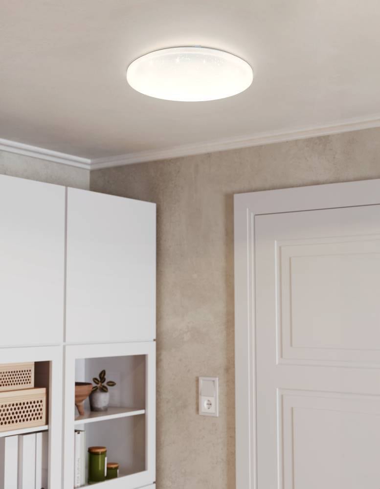 EGLO LED Deckenleuchte »FRANIA-S Deckenlampe, weiß, Kristalleffekt, geringe Aufbauhöhe, 6x5,5W«, 1 flammig, Leuchtmittel LED-Board | LED fest integriert, Wohzimmer, Küche, Esszimmer, Flur, modern, rund, 3600 Lumen, 43x7cm