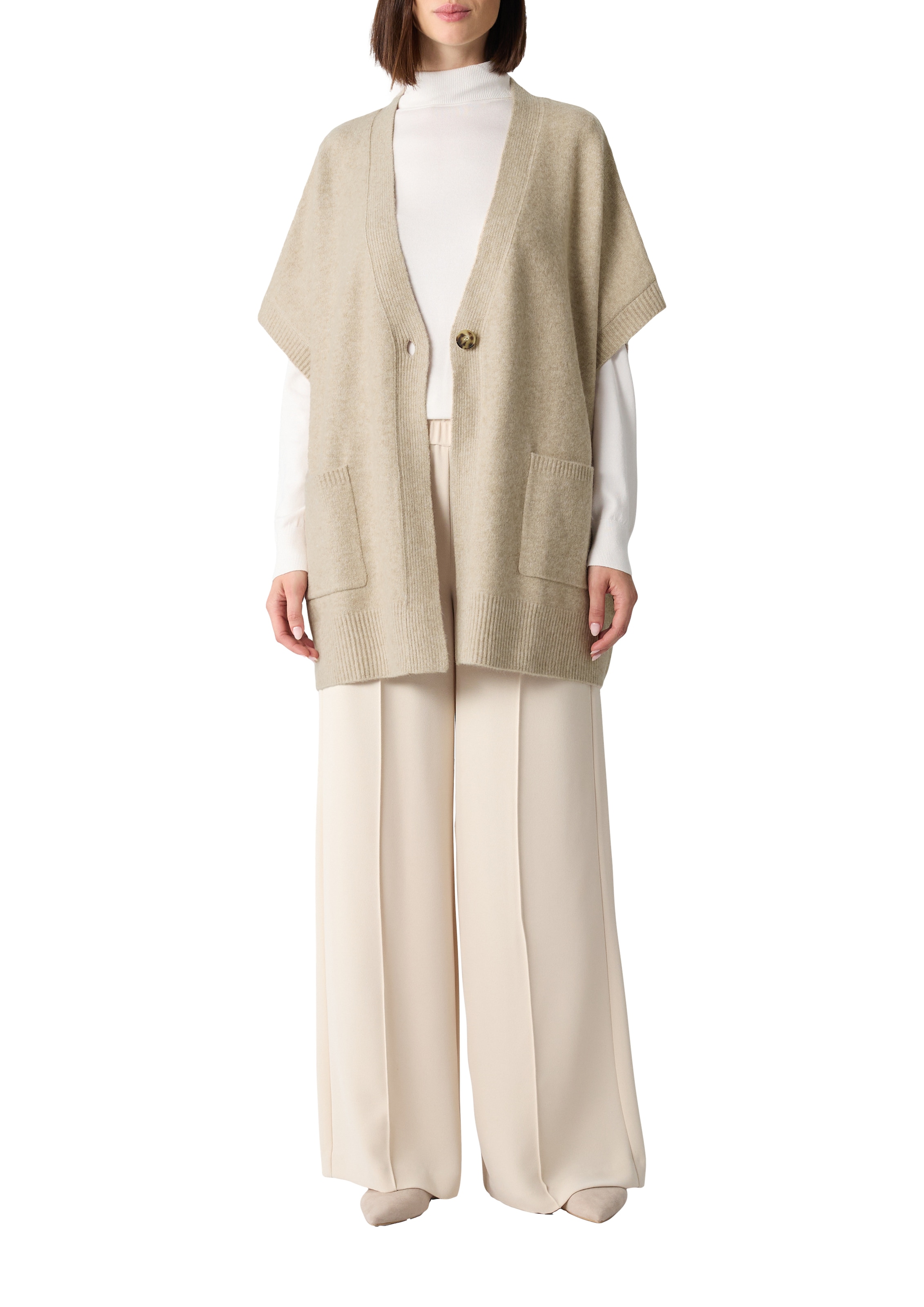 Comma Strickjacke im Poncho-Style mit 1-Knopf-Verschluss