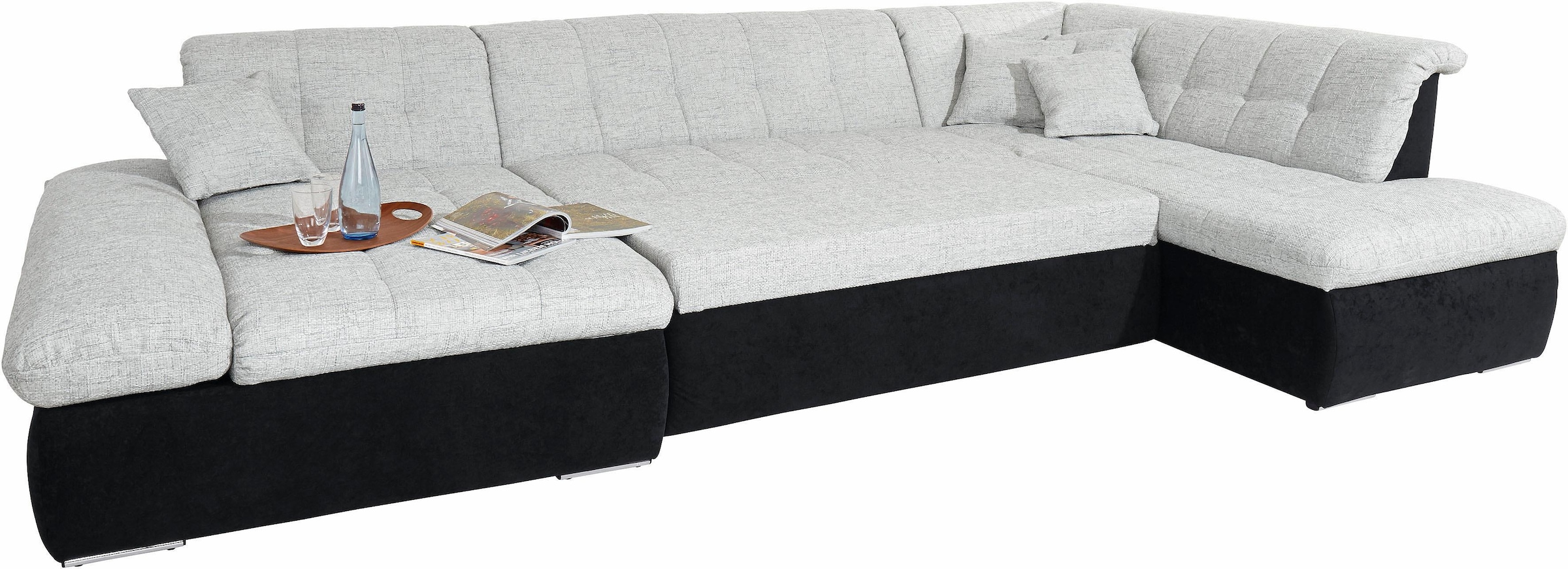DOMO collection Wohnlandschaft »Moric U-Form auch in Cord«, im XXL-Format, wahlweise mit Bettfunktion und Armlehnenverstellung
