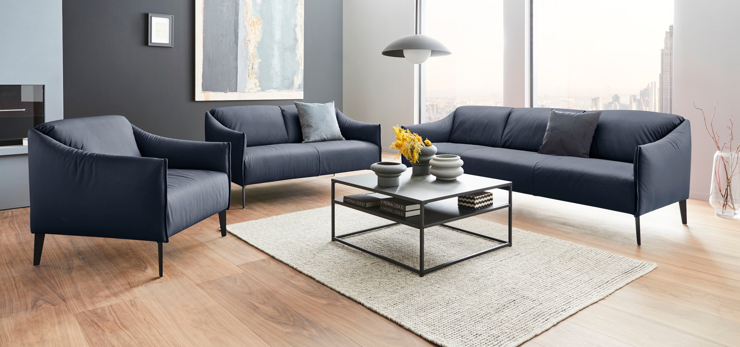 W.SCHILLIG 2-Sitzer »sally« mit Metall-Winkelfüßen in Schwarz pulverbeschichtet, Breite 154 cm