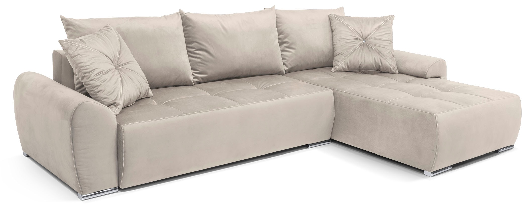 COLLECTION AB Ecksofa »30 Jahre Jubiläums-Modell Bilbao L-Form«, inkl. Bettfunktion und Bettkasten, Zierkissen mit Strassstein