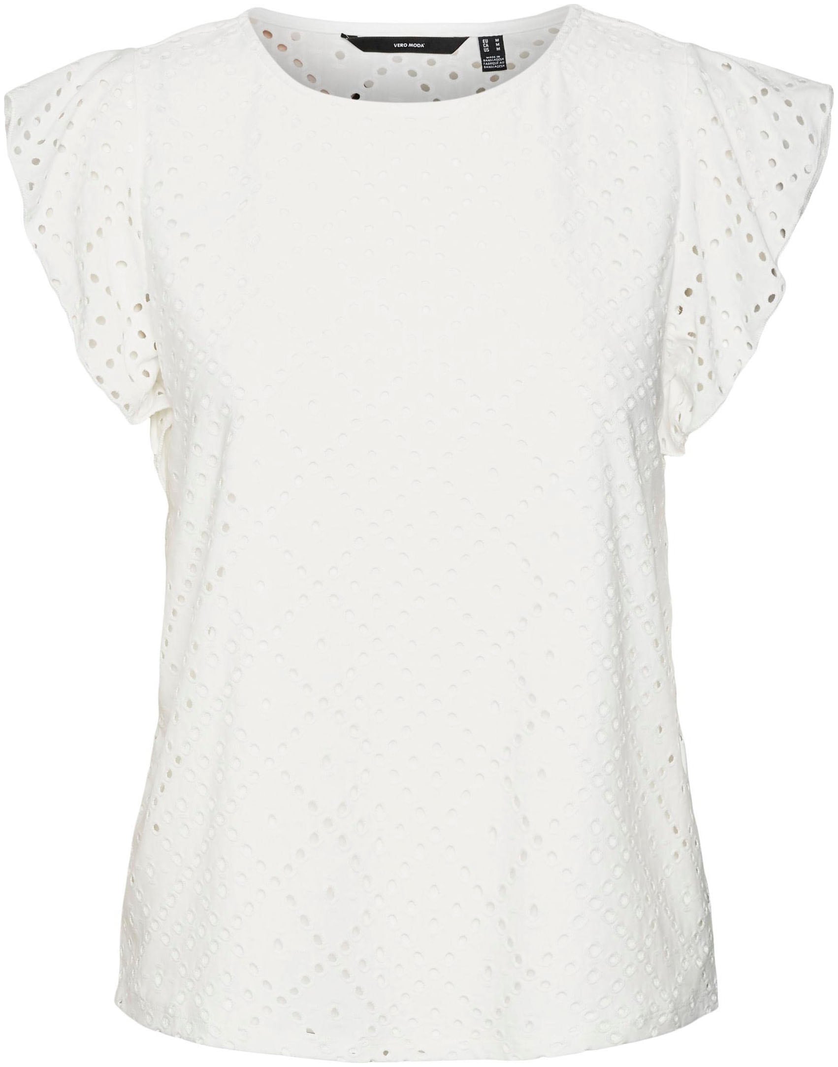 Vero Moda Rundhalsshirt »VMTASSA SL FRILL TOP NOOS« Materialmix, loose fit