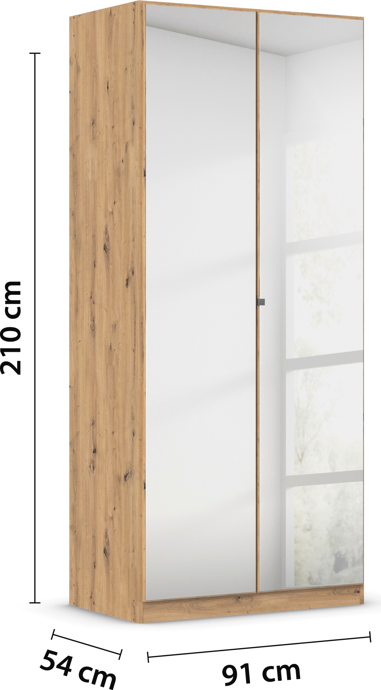 rauch Drehtürenschrank »Reflect« mit Spiegelfront, inkl. praktischer Inneneinteilung