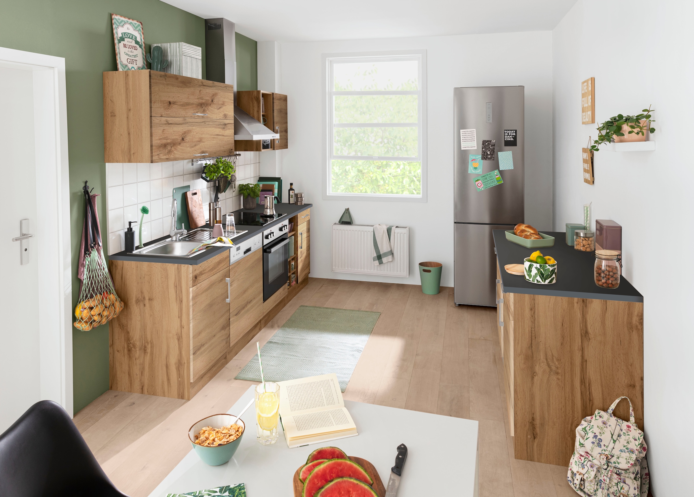 KOCHSTATION Küchenzeile »KS-Colmar« mit E-Geräten, Breite 240 cm