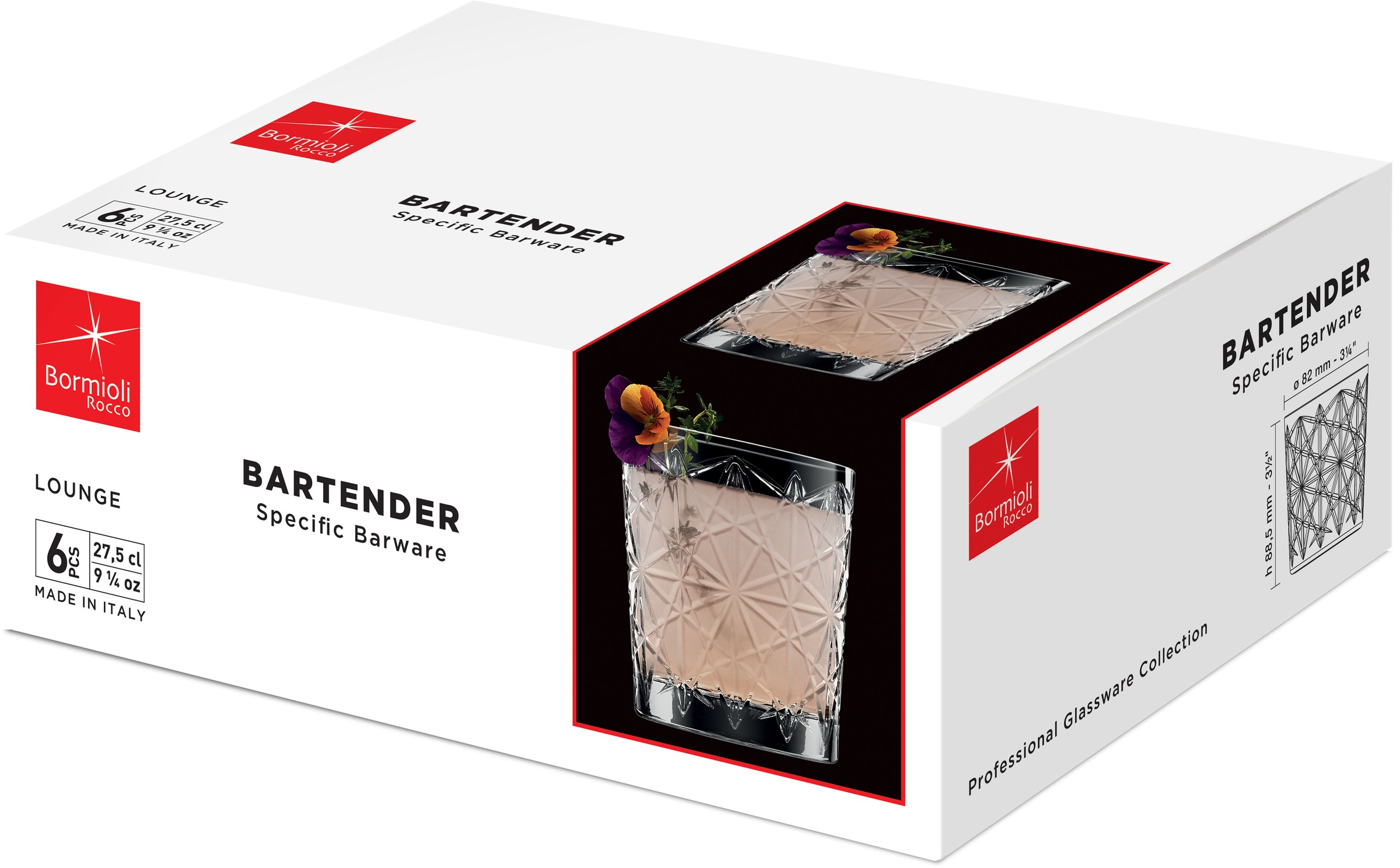 Bormioli Rocco Glas »Acqua Becher- Lounge, 27,5 cl, 4 Stück« Strukturglas, spülmaschinengeeignet