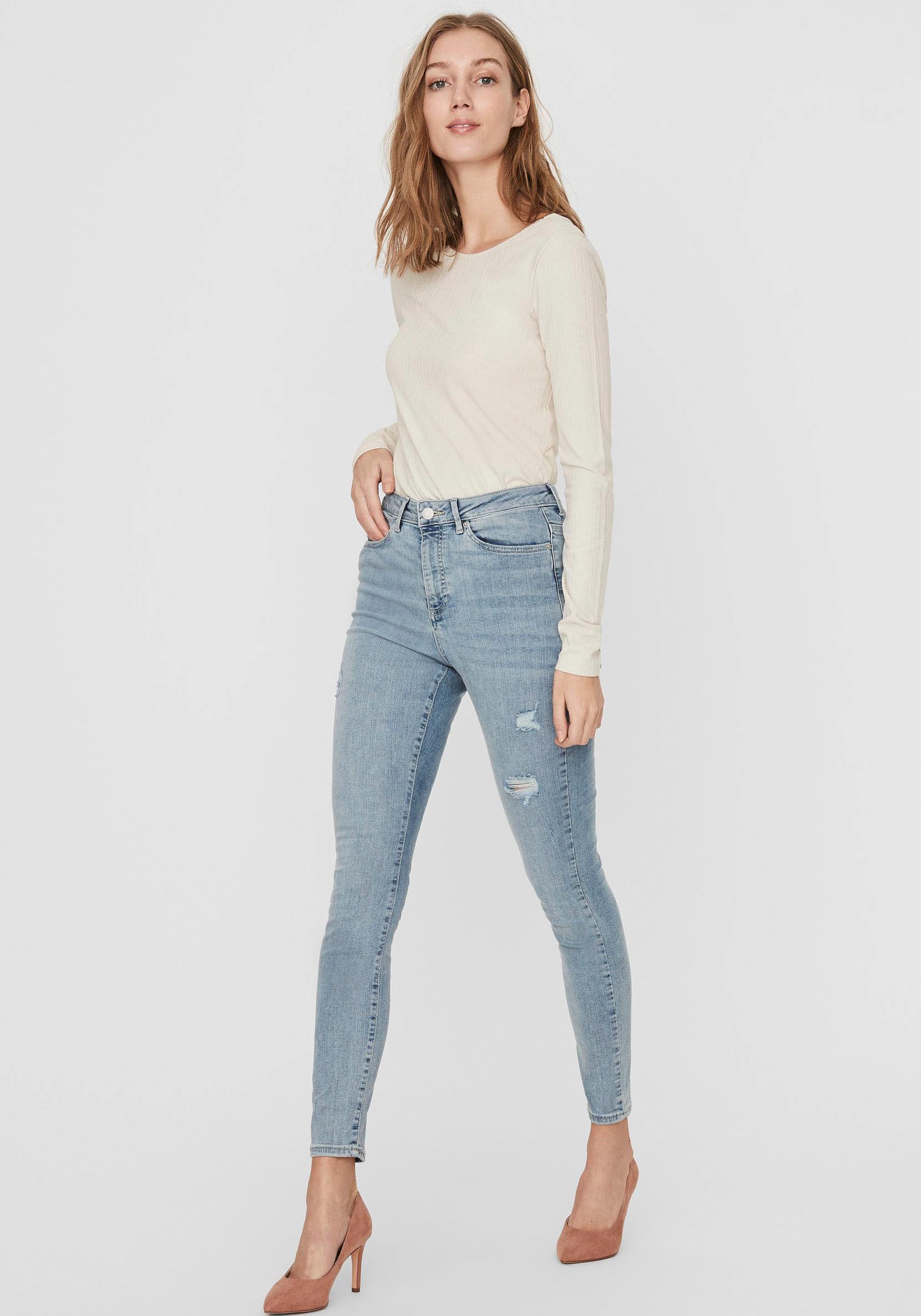 Vero Moda Skinny-fit-Jeans »VMSOPHIA HR SKINNY DESTR J AM314 NOOS«, mit Destroyed Effekt