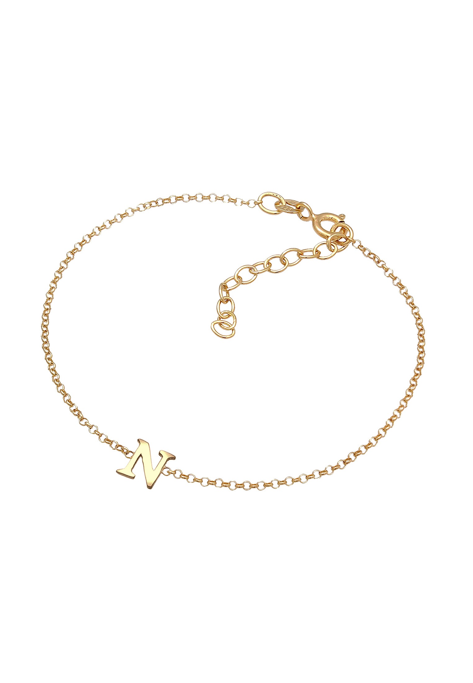 Elli Armkette »Armband Buchstaben Initialen Anhänger N 925 Silber«