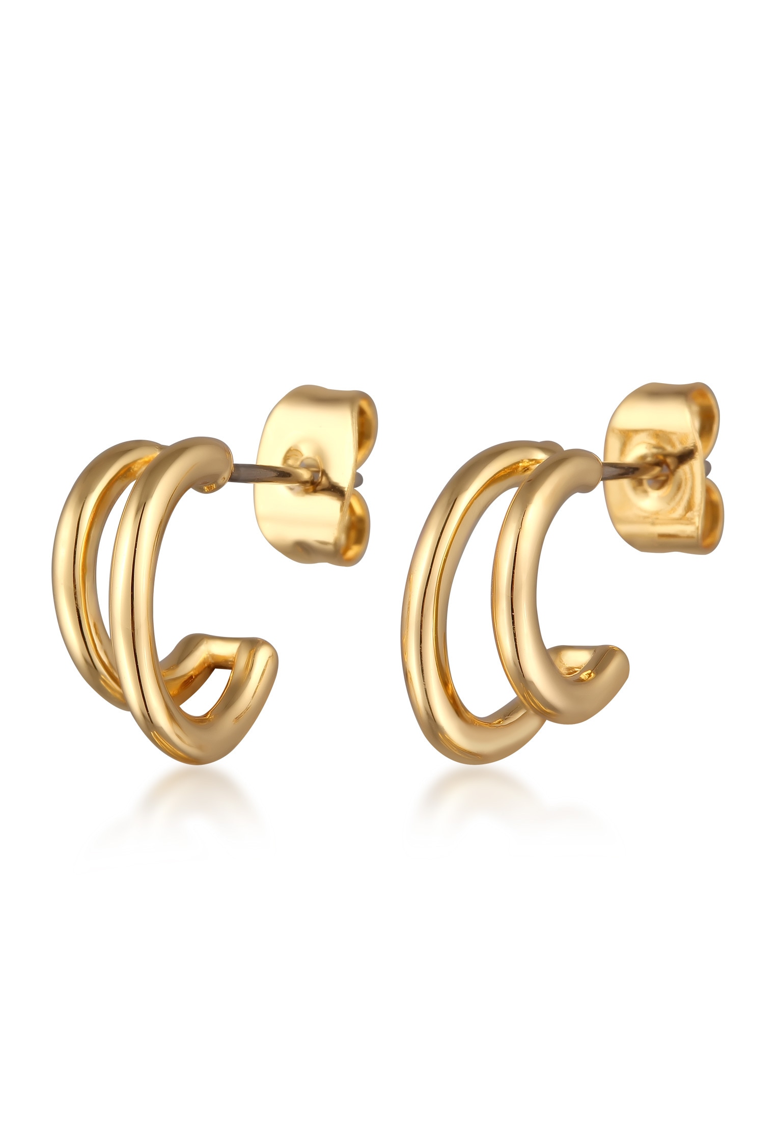 Elli Paar Ohrstecker »Ohrringe Halbcreolen Zweireihig Ohrstecker Goldfarben«