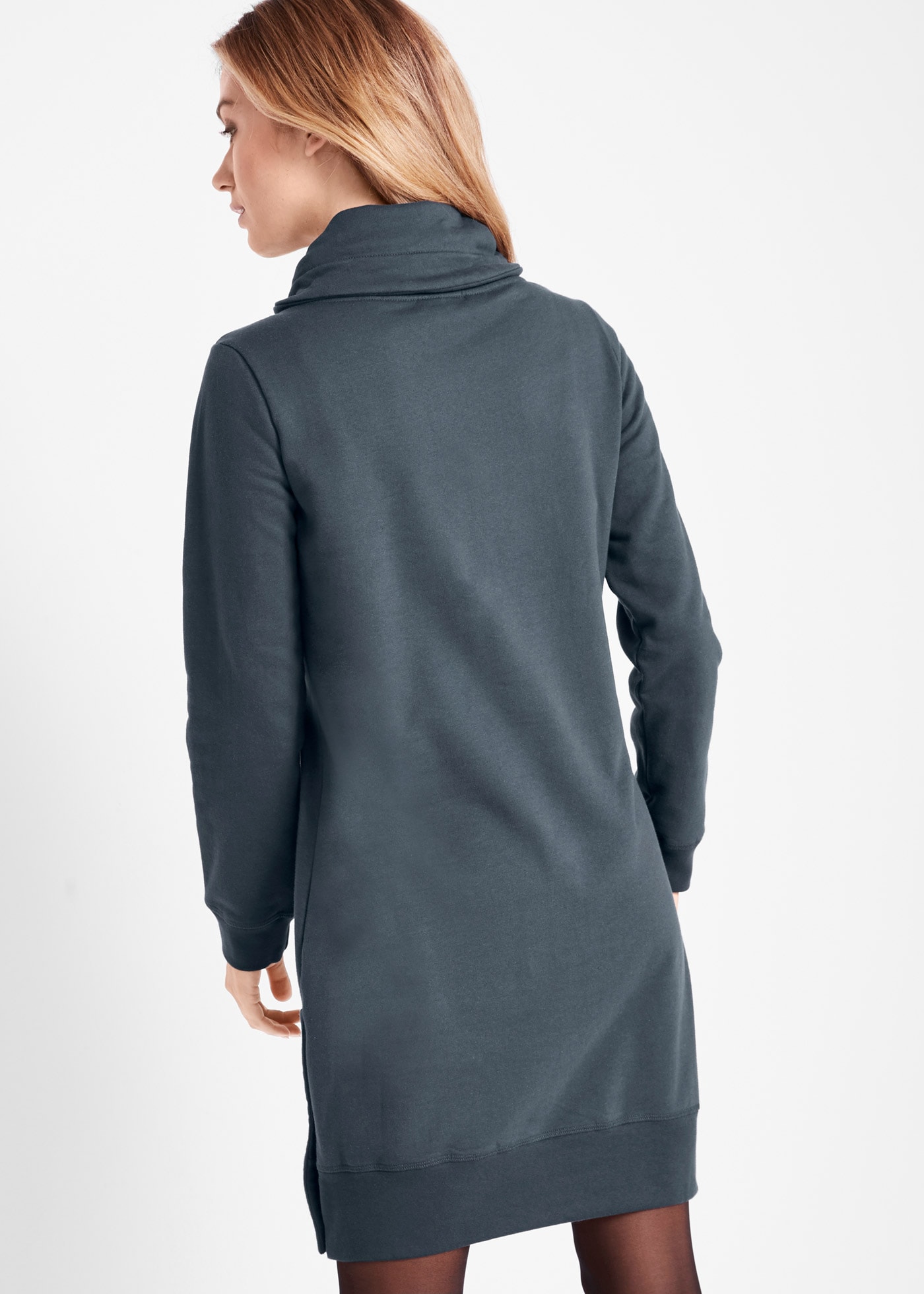 bonprix Sweatkleid »Sweatkleid aus reiner Baumwolle« aus Baumwolle, bequeme Passform, mit Tunnelzug, hoher Stehkragen
