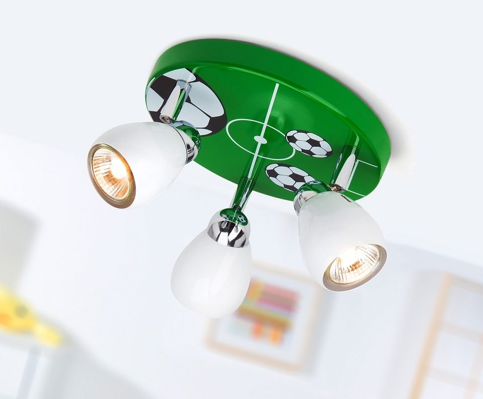 Brilliant LED Deckenstrahler »SOCCER«, 3 flammig, Leuchtmittel GU10 | LED wechselbar, Spotrondell weiß/grün-schwarz-weiß, 3 x GU10 max. 3W, 11cm Höhe