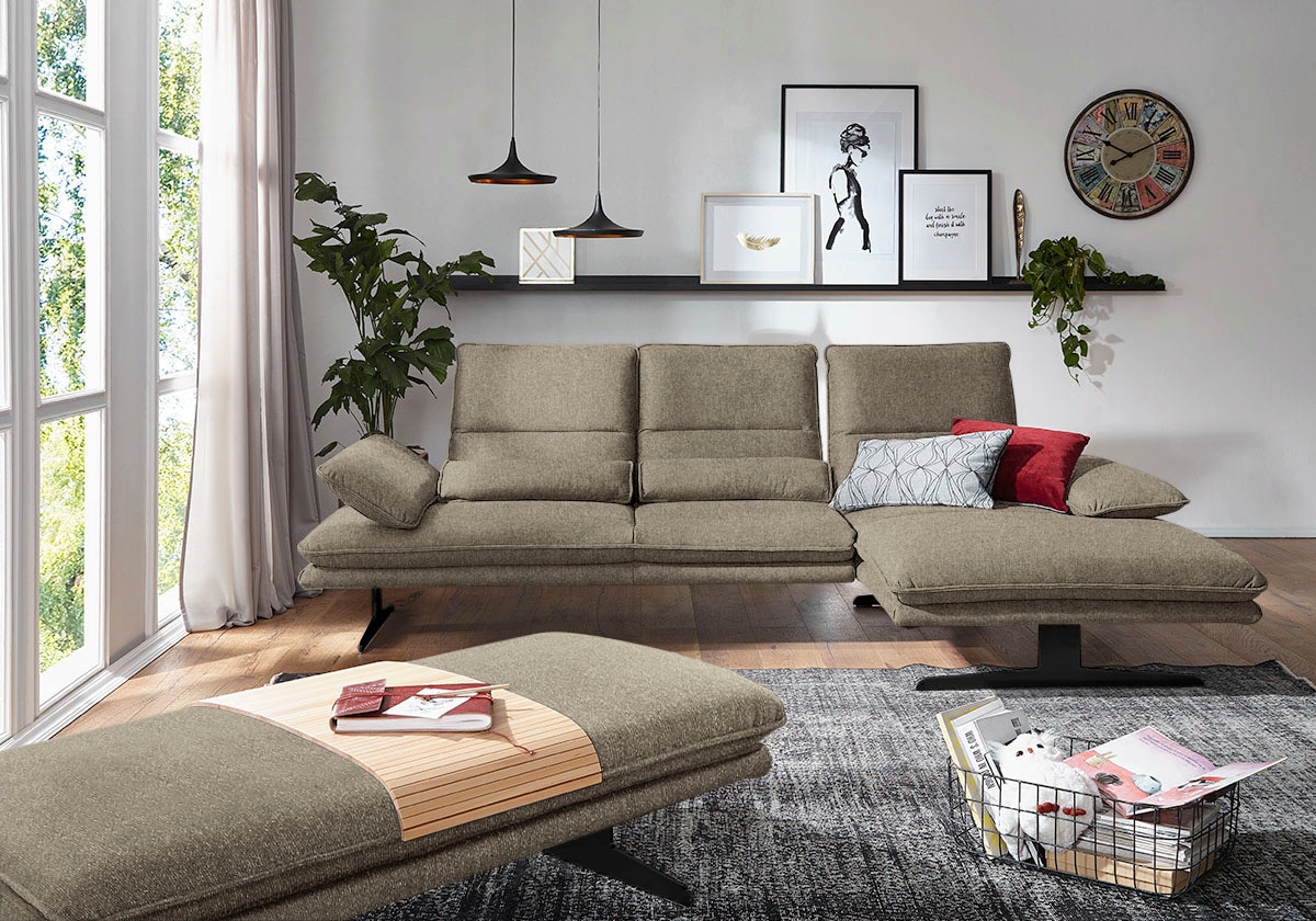 W.SCHILLIG Ecksofa »broadway, Designsofa mit tollem Sitzkomfort«, Sitztiefenverstellung, Kopfteil- & Seitenteilverstellung, Breite 291cm