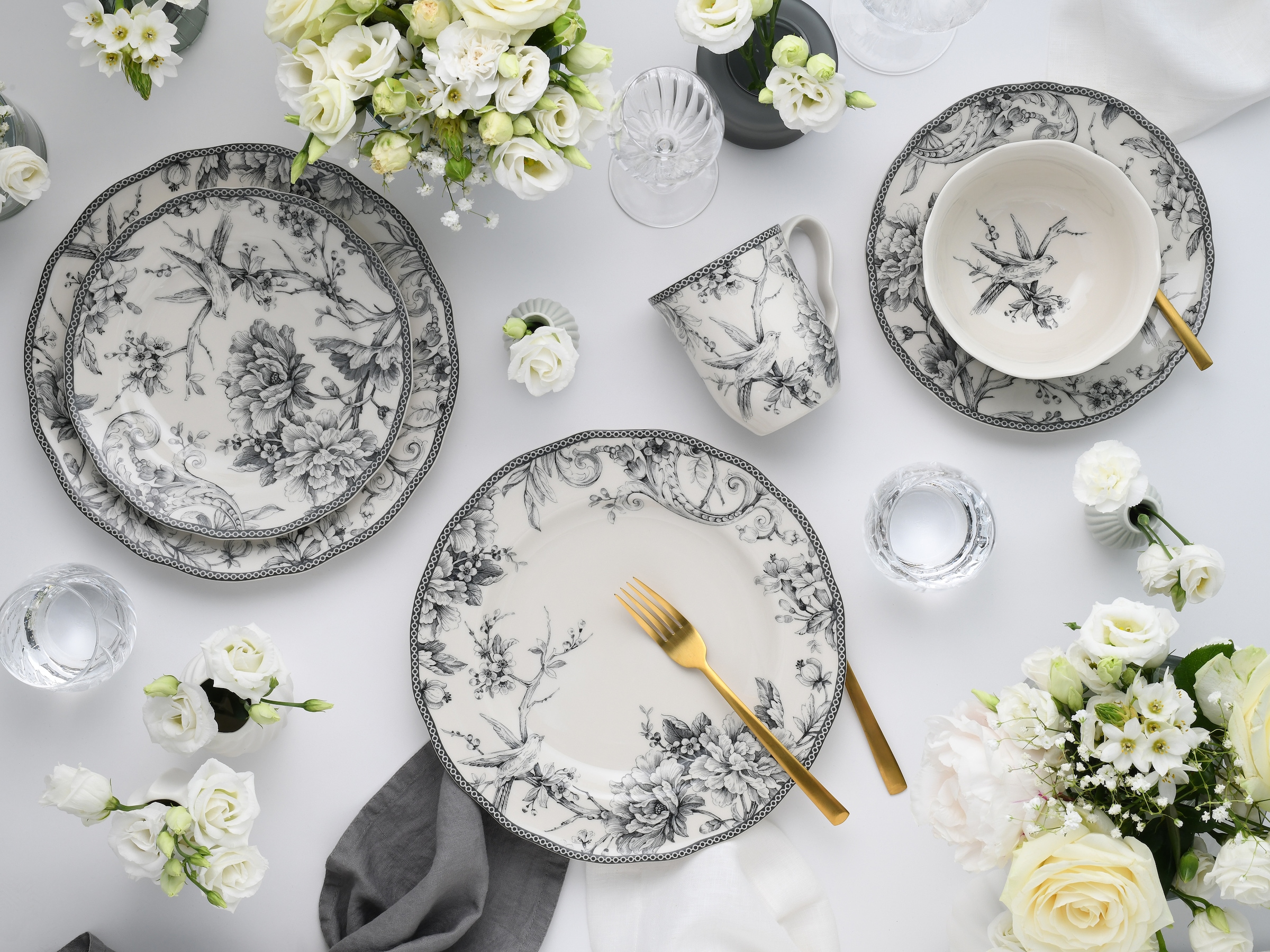 CreaTable Kombiservice »Adelaide, Service 16-tlg.« Nostalgischer Vintage Dekor, Elegante Form