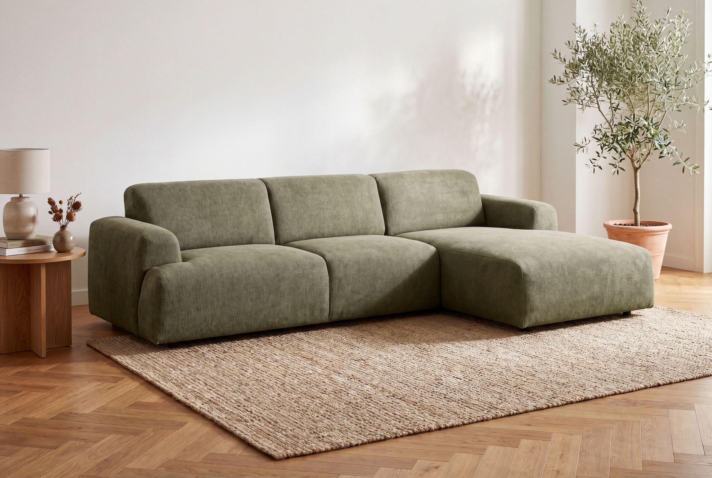 OTTO home Ecksofa »Linkka, Breite 301 cm« L-Form, in einem weichen Chenille-Stoff, mit Wellenunterfederung