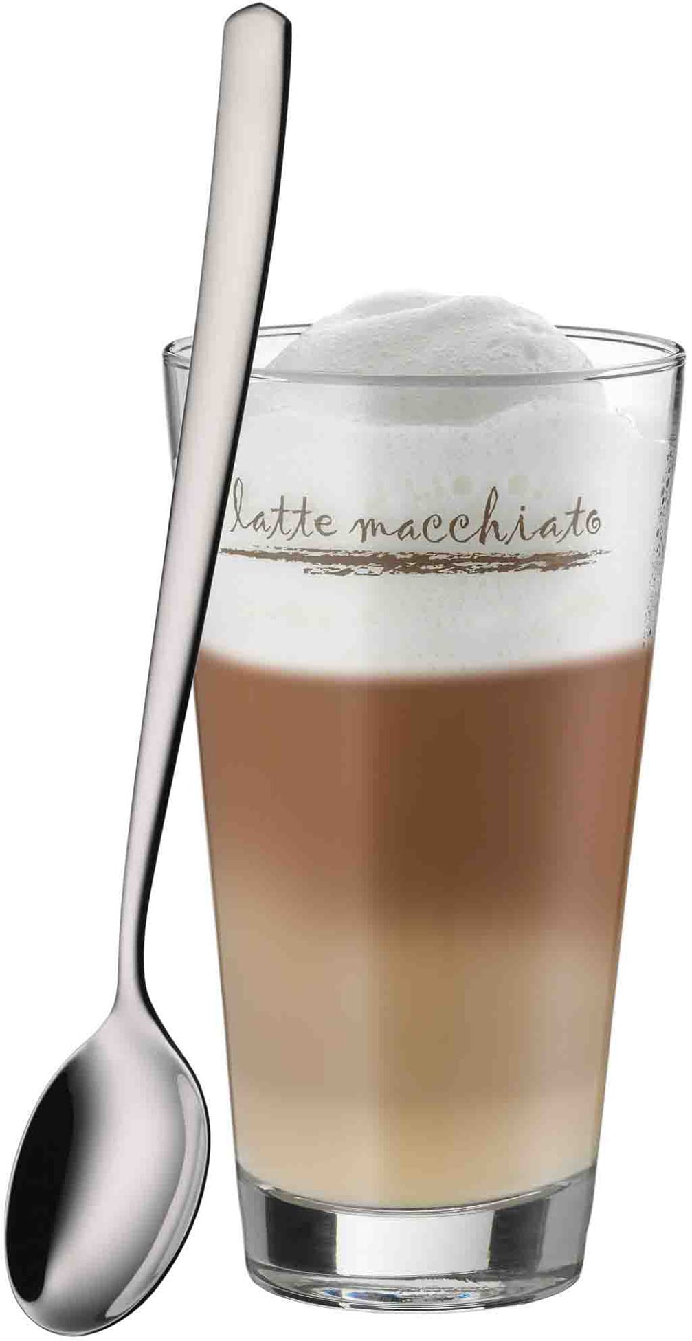 WMF Gläser-Set »Clever&More«, (Set, 12 tlg., 6x Latte Macchiato Gläser-6x Latte Macchiato Löffel), Glas stapelbar, 12-teilig