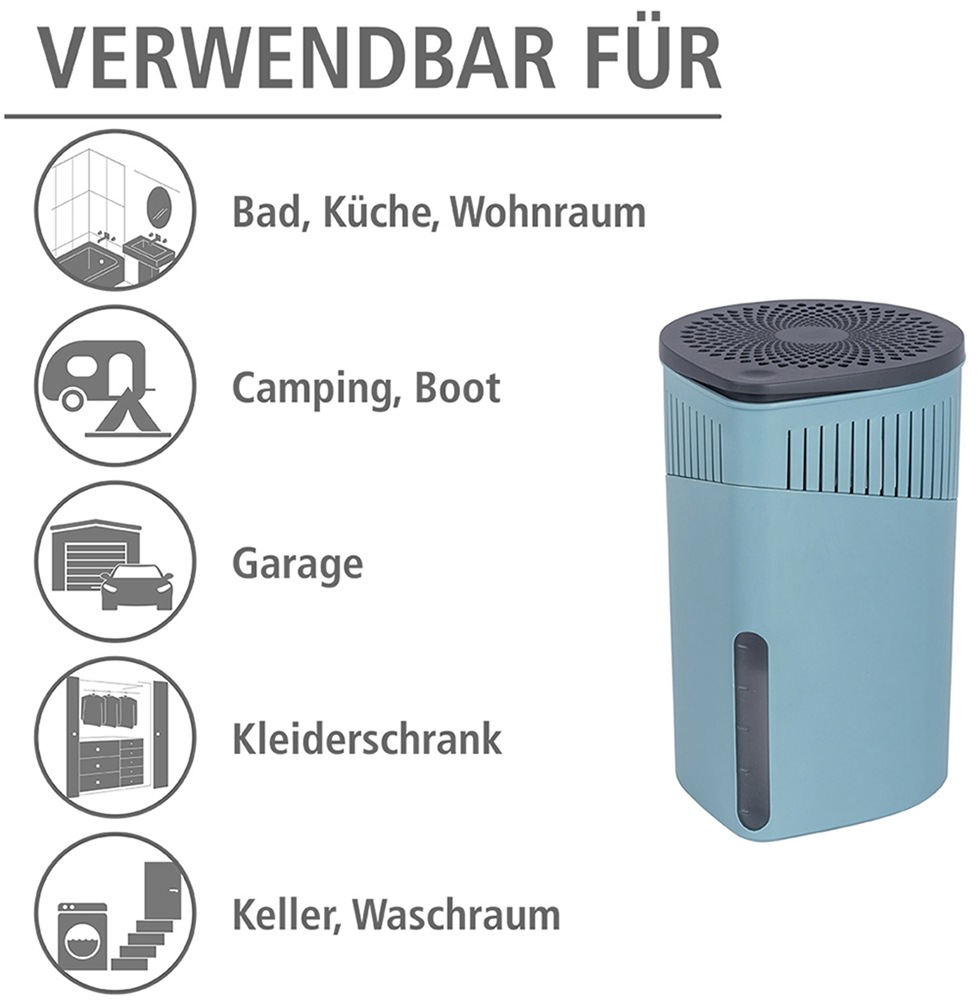 WENKO Luftentfeuchter »Modell Drop«, für 80 m³ Räume, Tank 1,6 l, mit 2 x 1000 g Entfeuchter-Blöcken