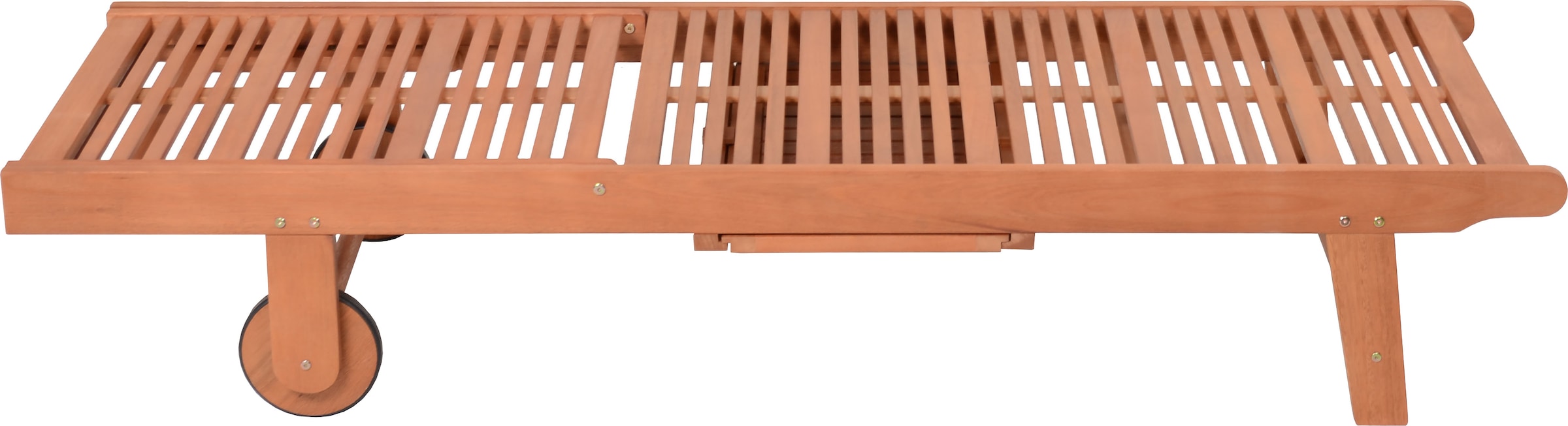 Garden Pleasure Gartenliege »Sonnenliege »SAN DIEGO«, braun« Eukalyptusholz, verstellbare Rückenlehne, L: 110, cmausziehbarer Tisch