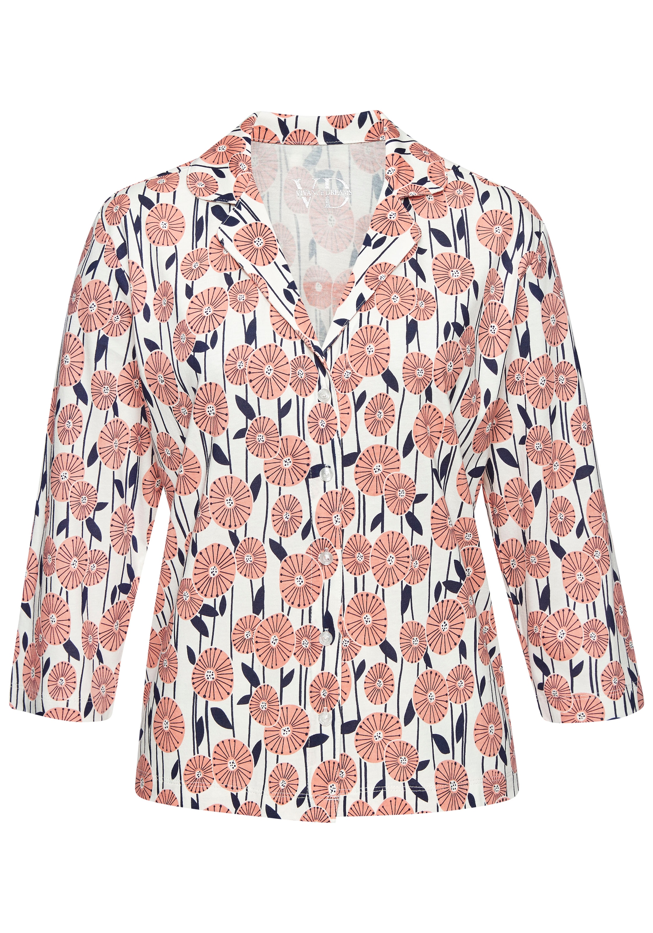 Vivance Dreams Pyjamaoberteil 1-teilig,  mit schönem Alloverdruck