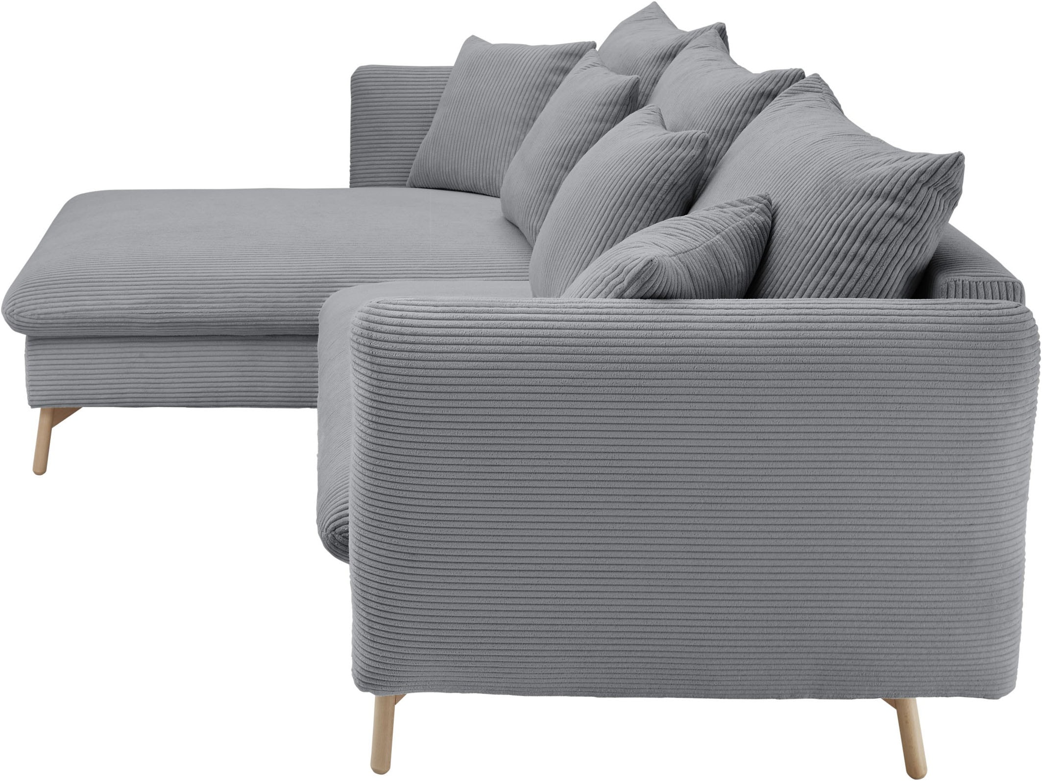 andas Ecksofa »MERLE, 258 cm, L-Form, traumhafter Cord,« mit Bettfunktion und Bettkasten, Liegefläche 224 x 139