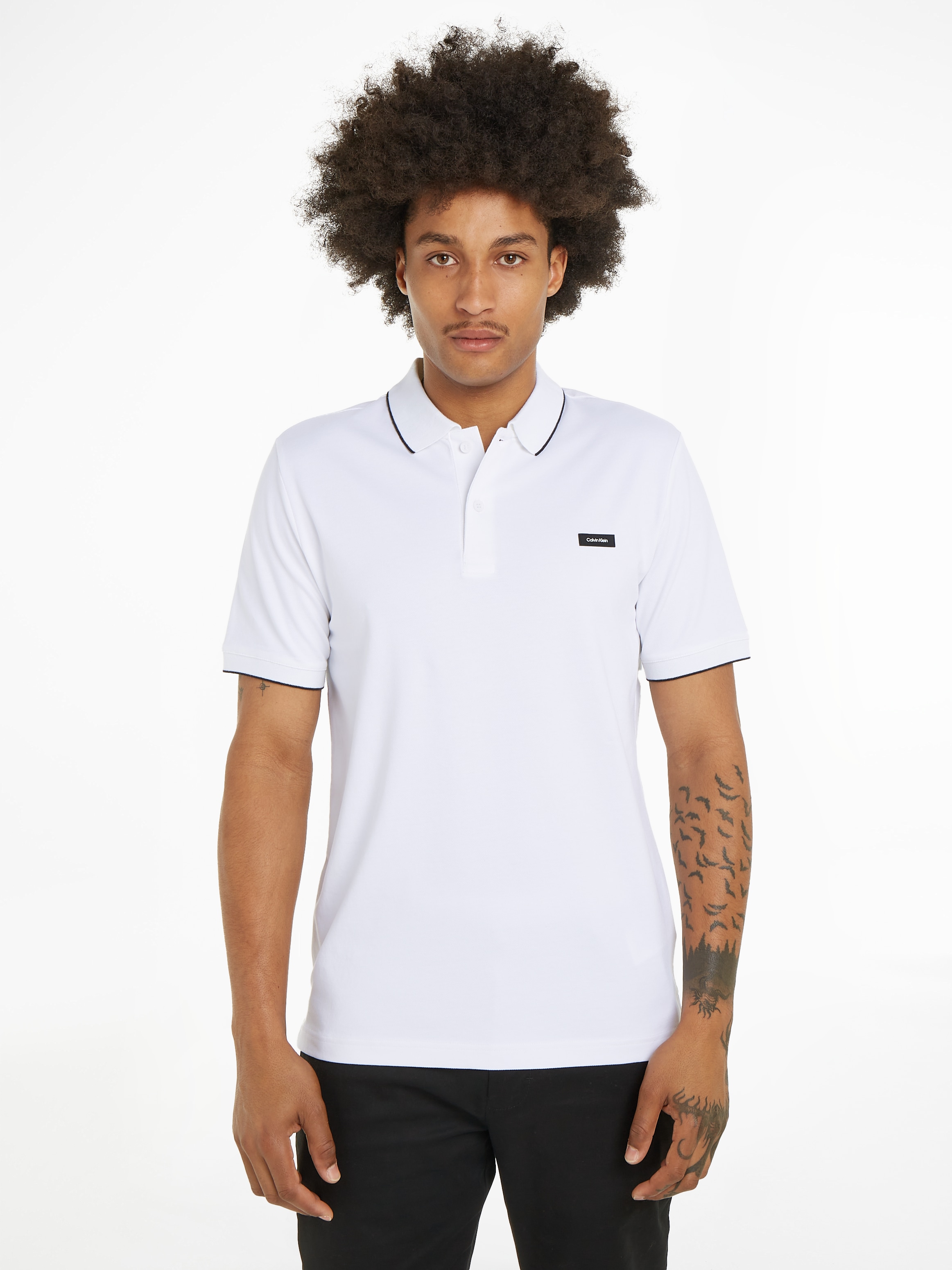 Calvin Klein Poloshirt »STRETCH PIQUE TIPPING POLO«, mit Streifendetail am Kragen