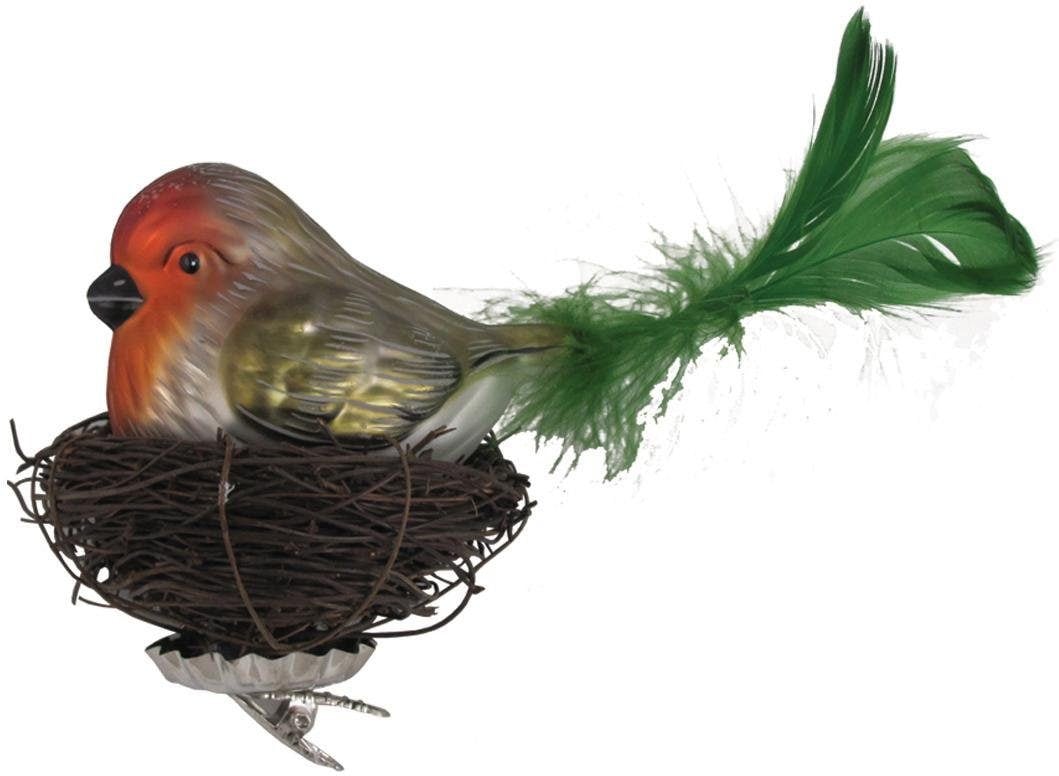 Nest, Christbaumschmuck«, Glas »Vogel Weihnachtsdeko, Weihnachtsbaumklammer kaufen Lauscha Krebs im tlg.), mundgeblasen online (1